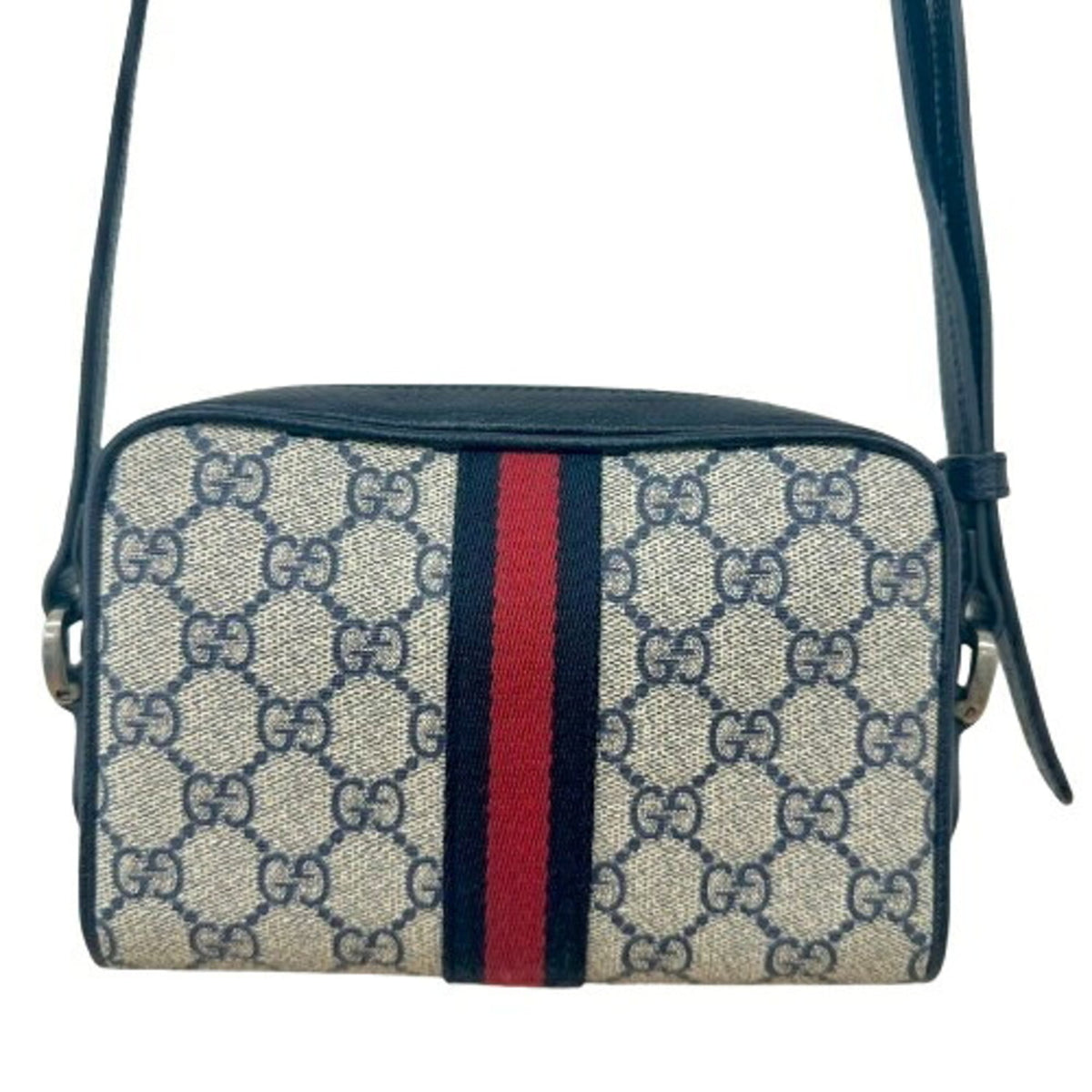 Gucci Beige Navy Gg Supreme Shoulder Bag (Pre-Owned)