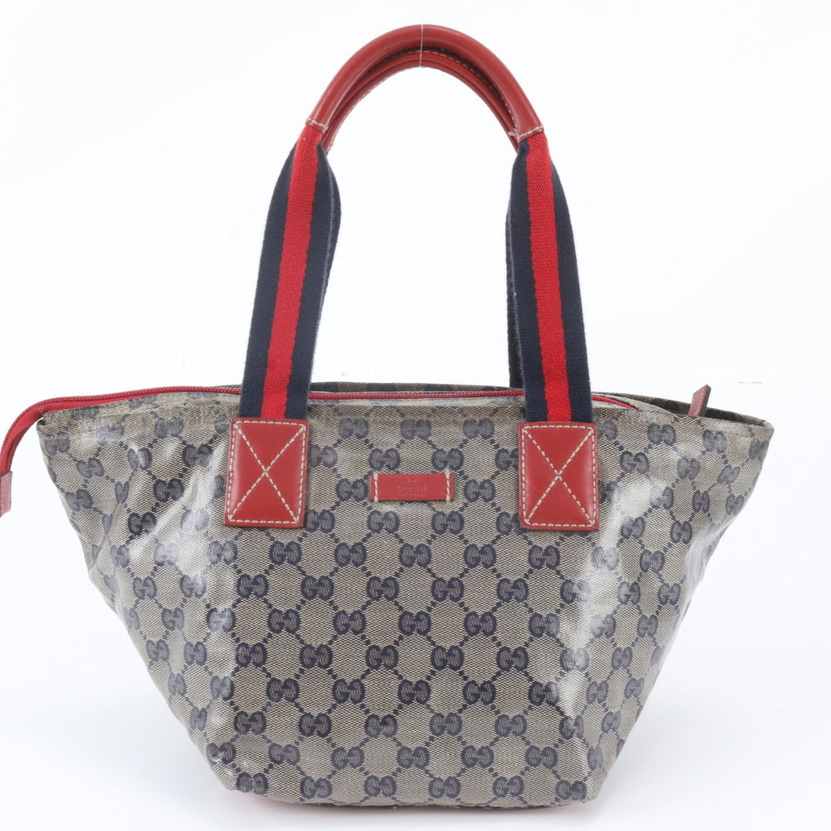 Gucci Red Color Leather Coated Canvas Handbag Shoulder Bag Tote Bag (Pre-Owned)