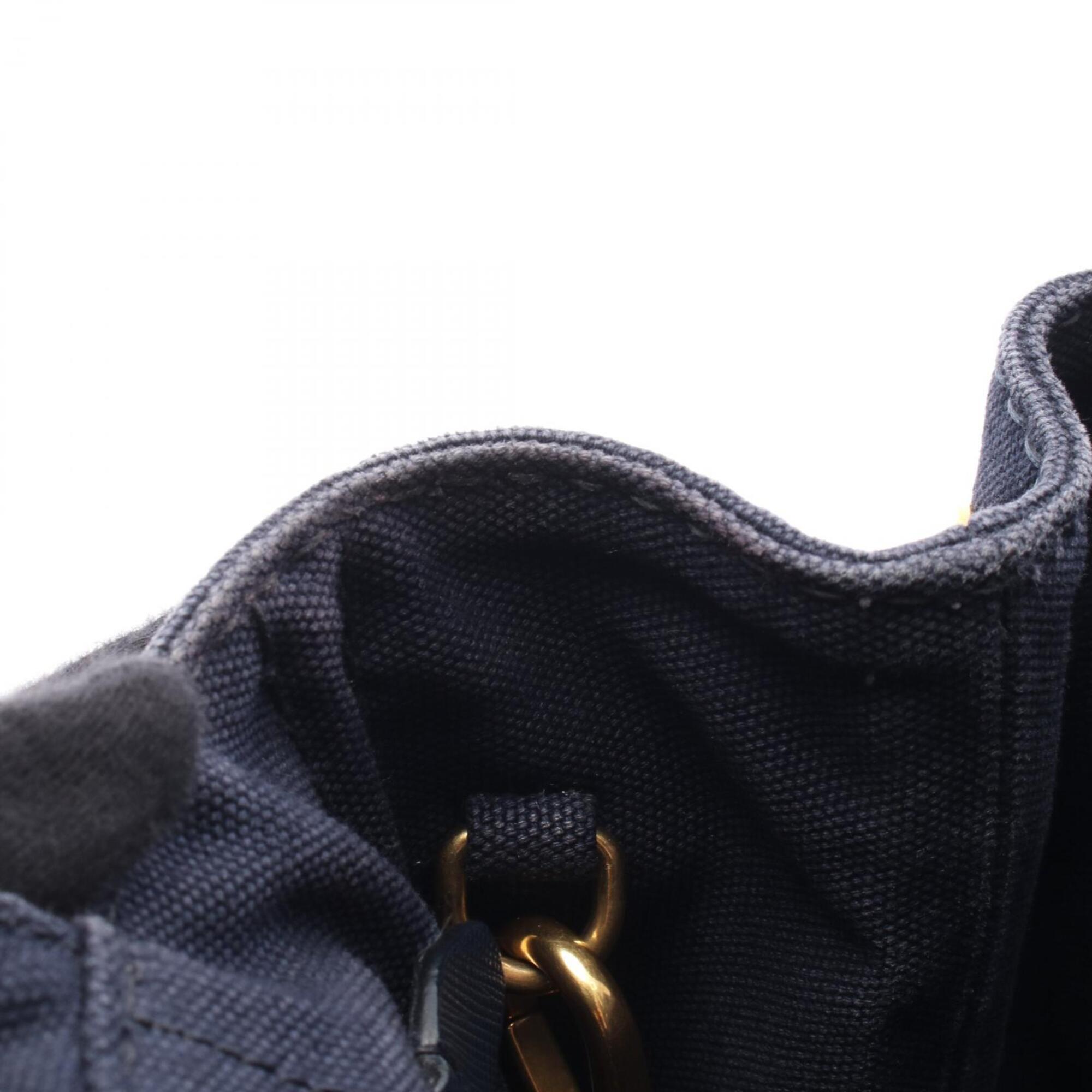 Prada Navy Canvas Handbag Tote Bag (Pre-Owned)