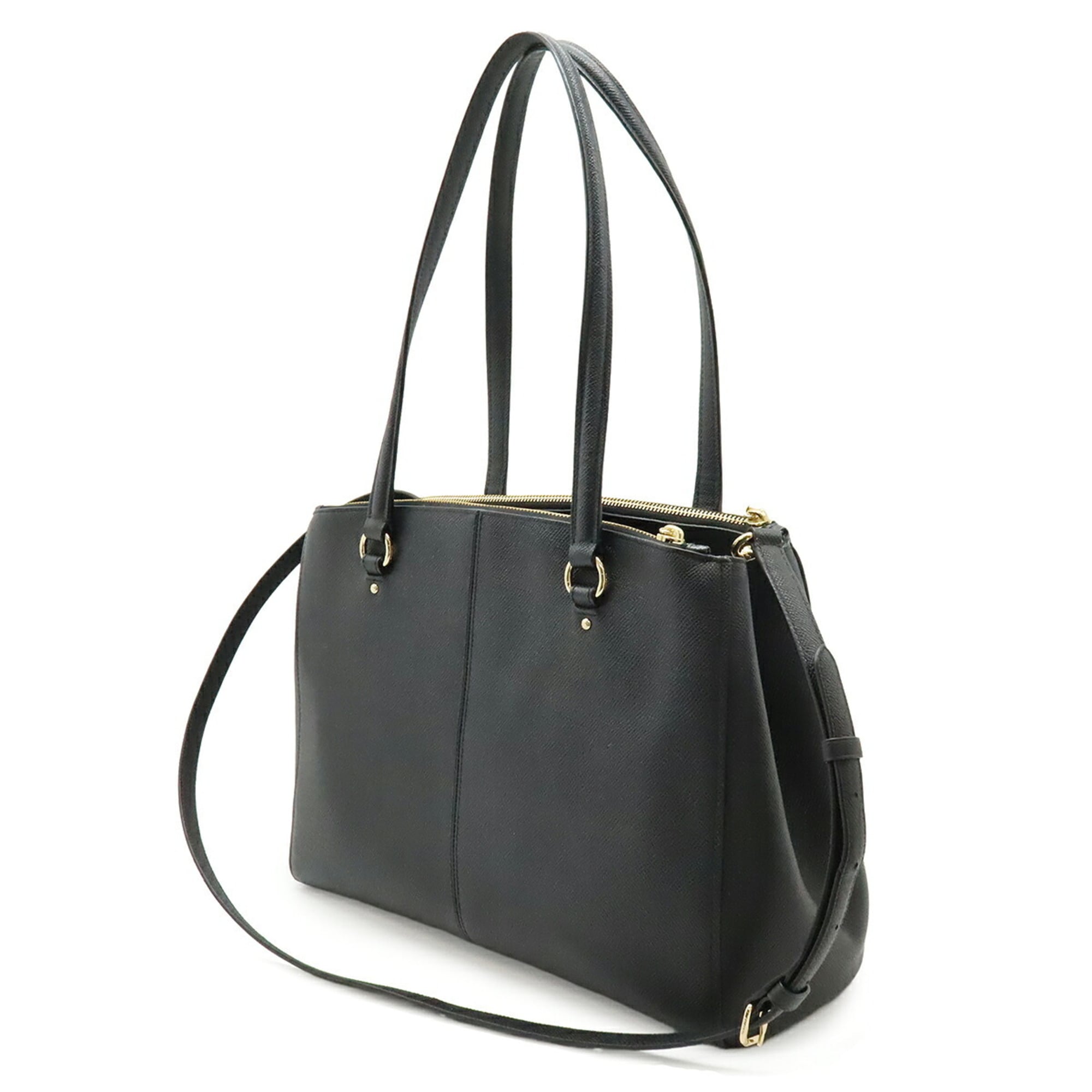 Coach Black Leather Shoulder Bag Tote Bag (Pre-Owned)
