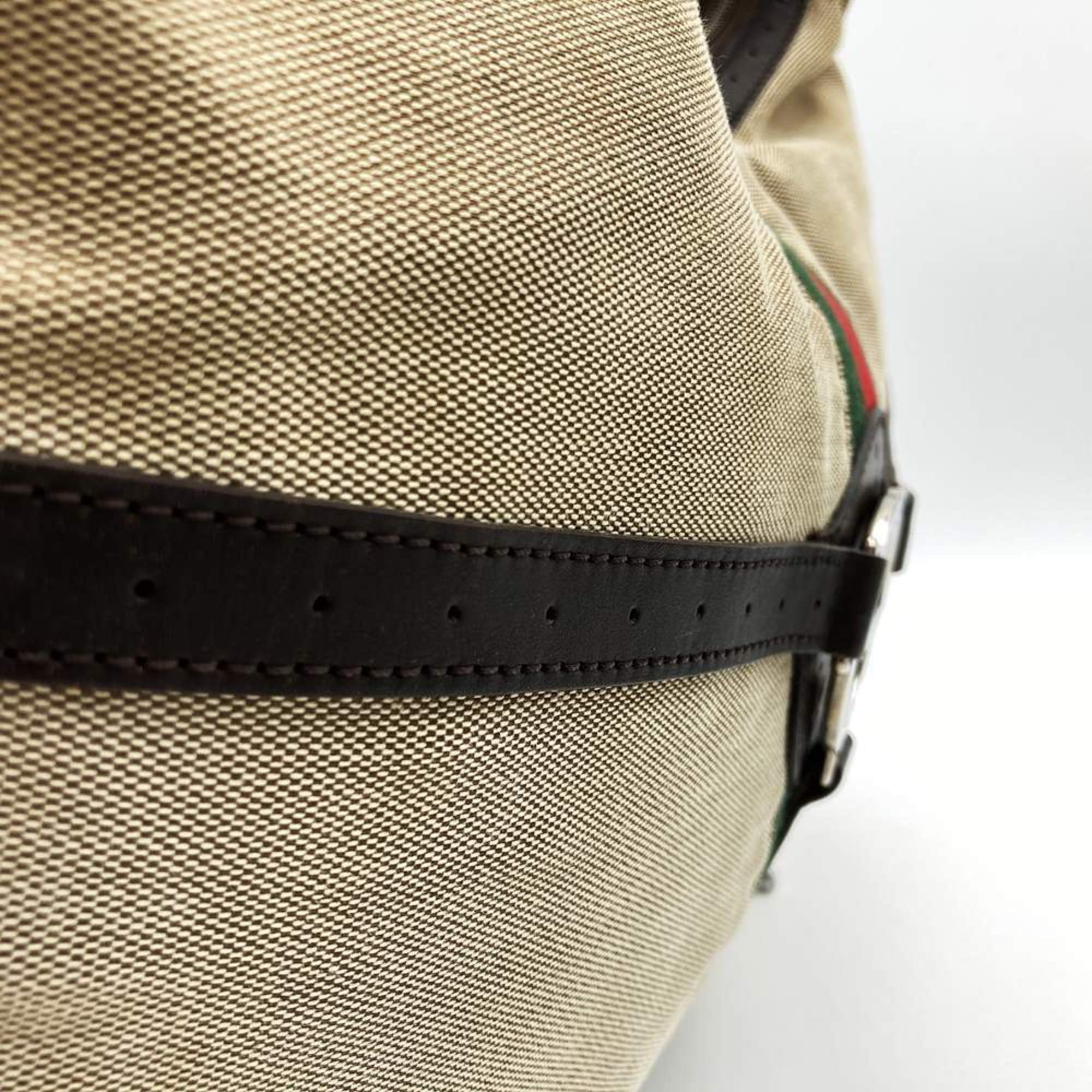 Gucci Beige Canvas Leather Handbag Shoulder Bag (Pre-Owned)