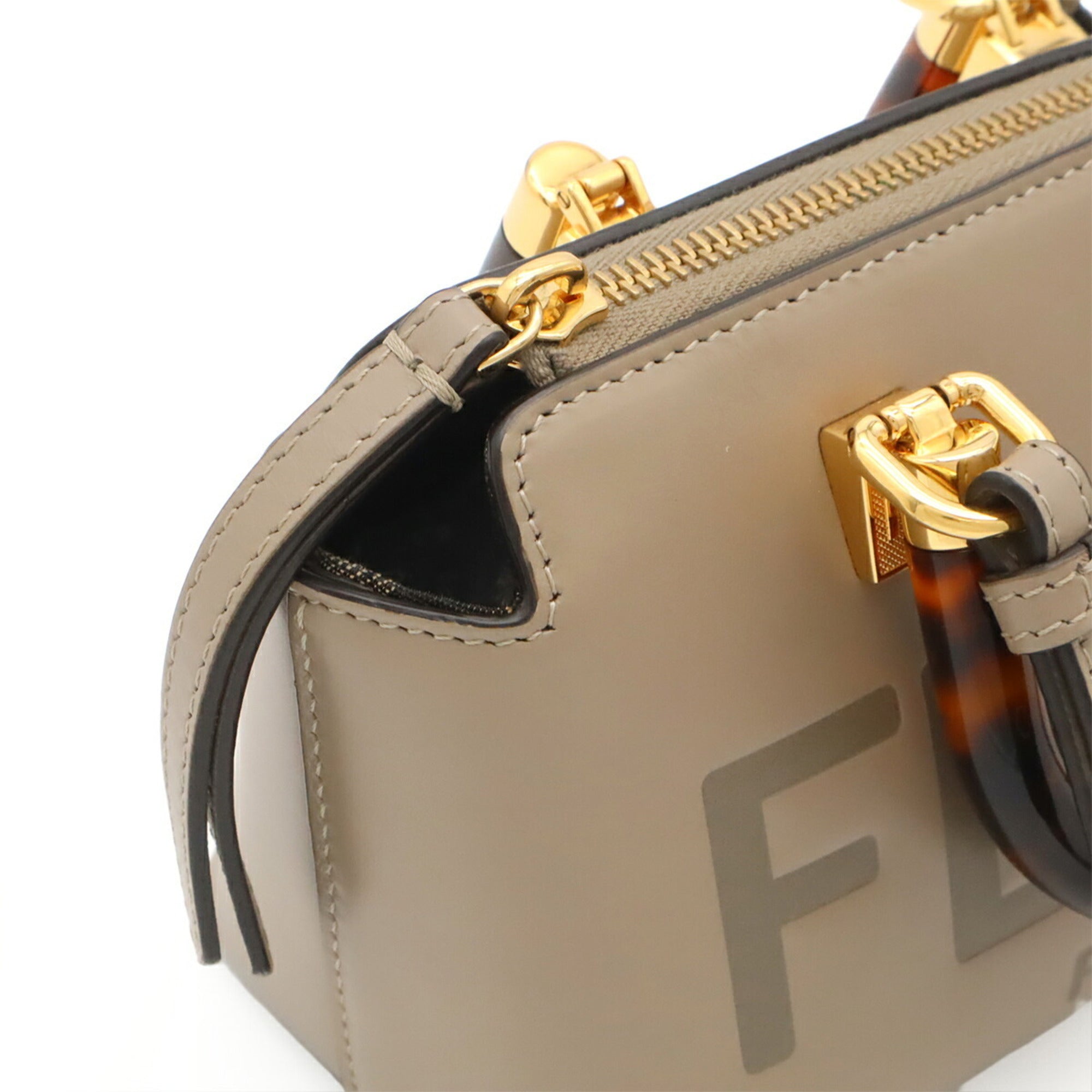 Fendi Grayish Leather Handbag Pochette Shoulder Bag (Pre-Owned)