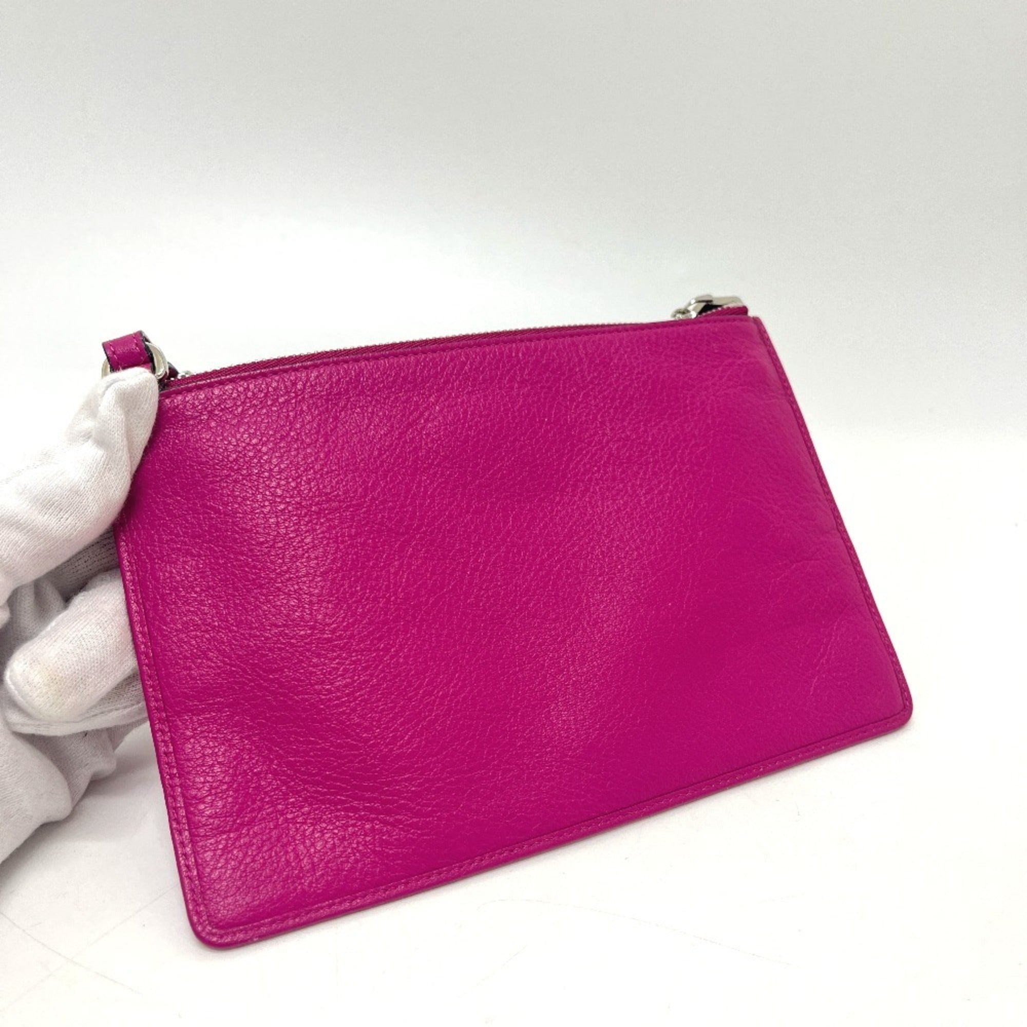 Loewe Pink Purple Leather Handbag Pouch (Pre-Owned)