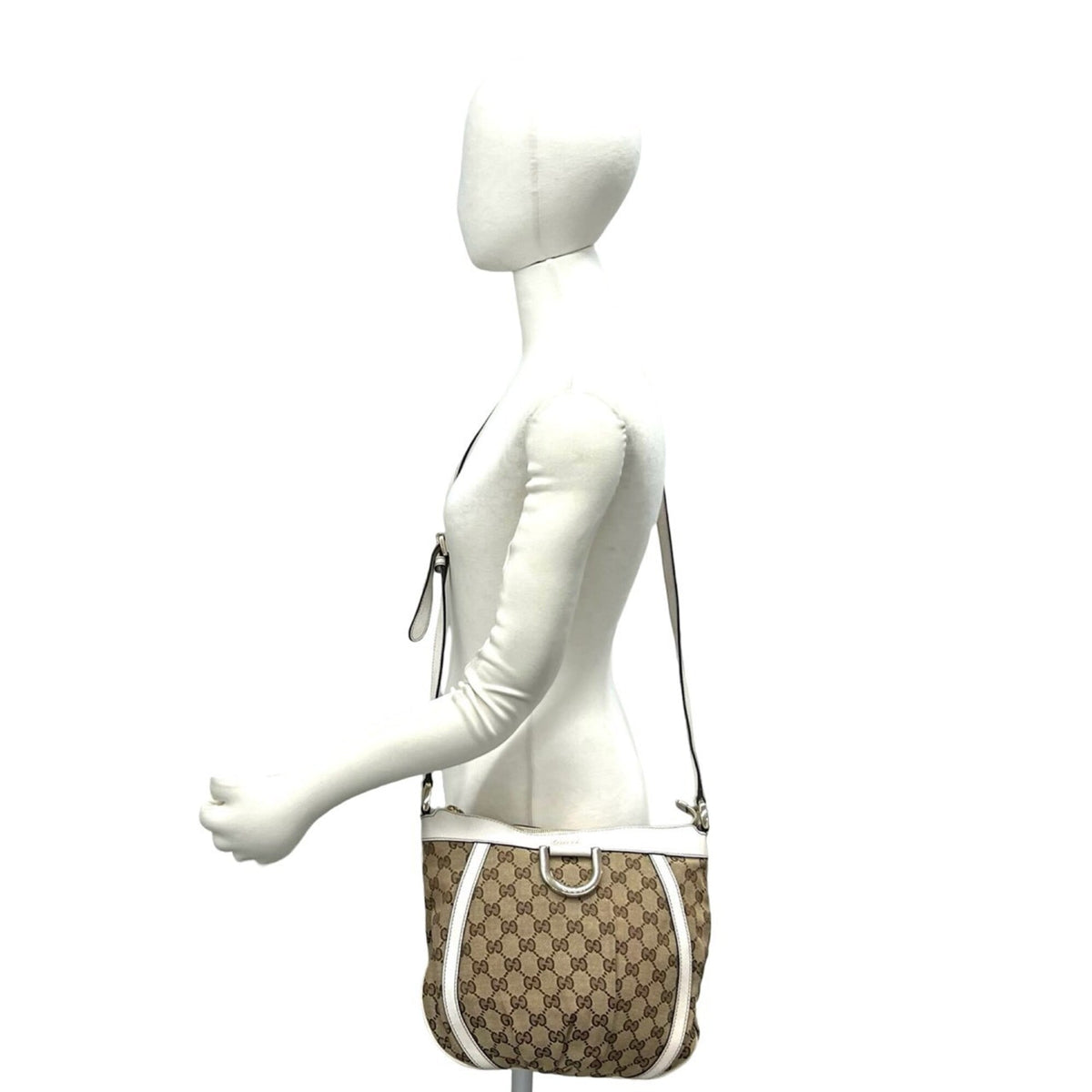 Gucci Brown White Canvas Leather Crossbody Bag Pochette Shoulder Bag (Pre-Owned)