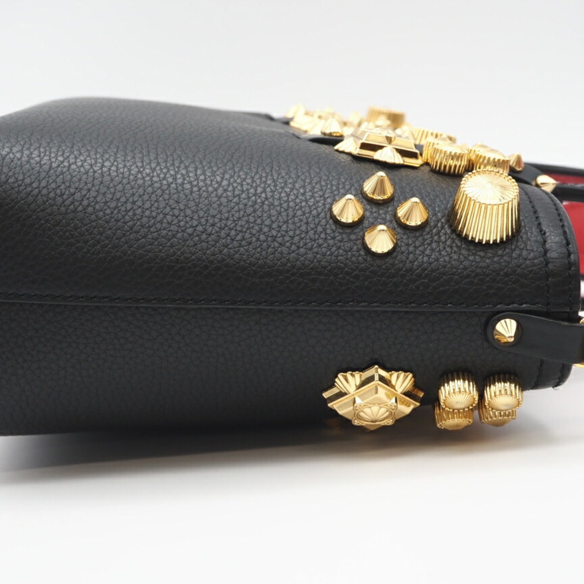 Christian Louboutin Black Red Color Leather Shoulder Bag (Pre-Owned)