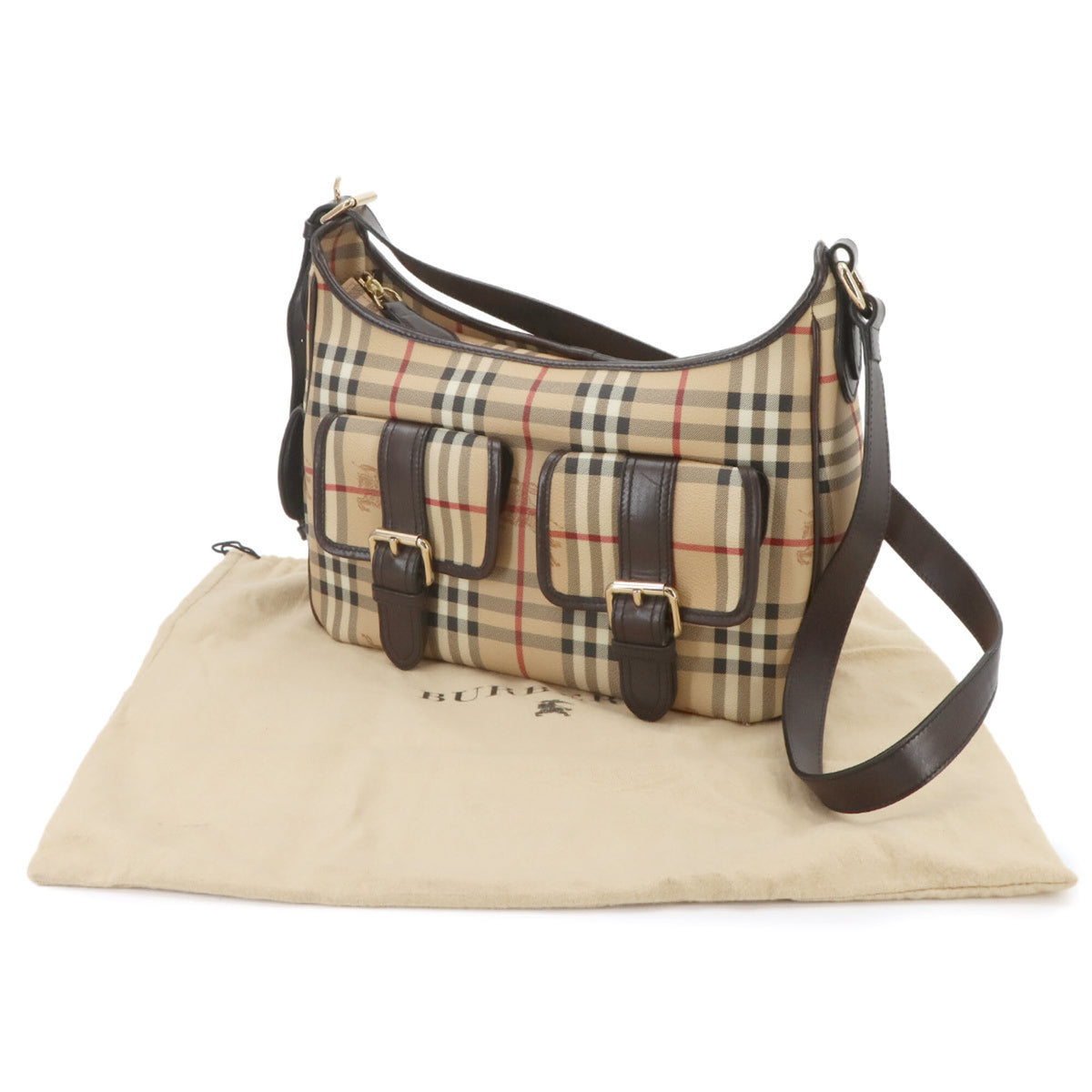 Burberry Beige Brown Pvc Leather Handbag Shoulder Bag (Pre-Owned)