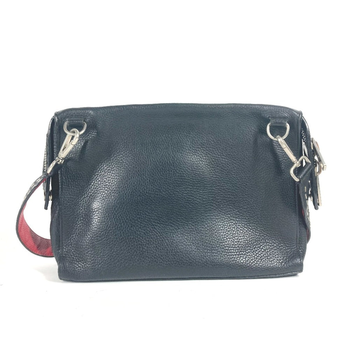 Fendi Black Red Color Leather Shoulder Bag (Pre-Owned)