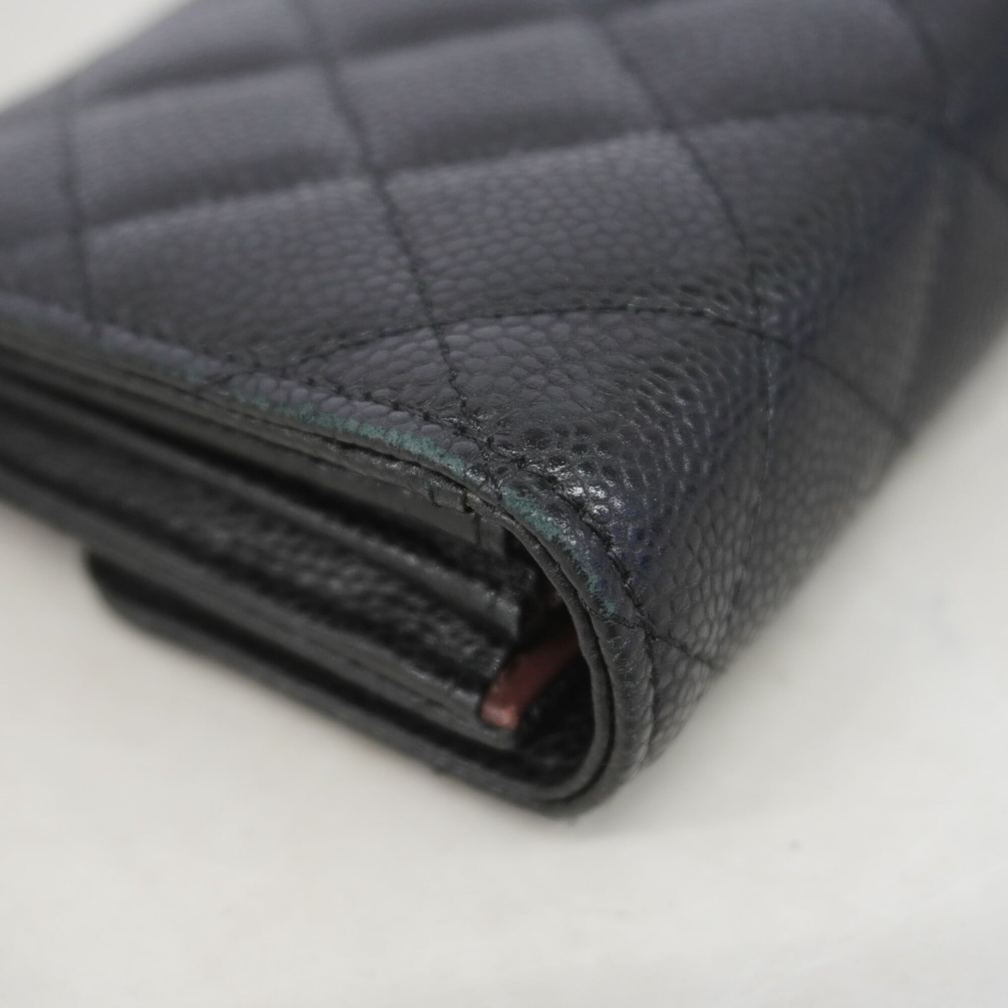Chanel Black Grained Calfskin Long Wallet (Bi-Fold) (Pre-Owned)