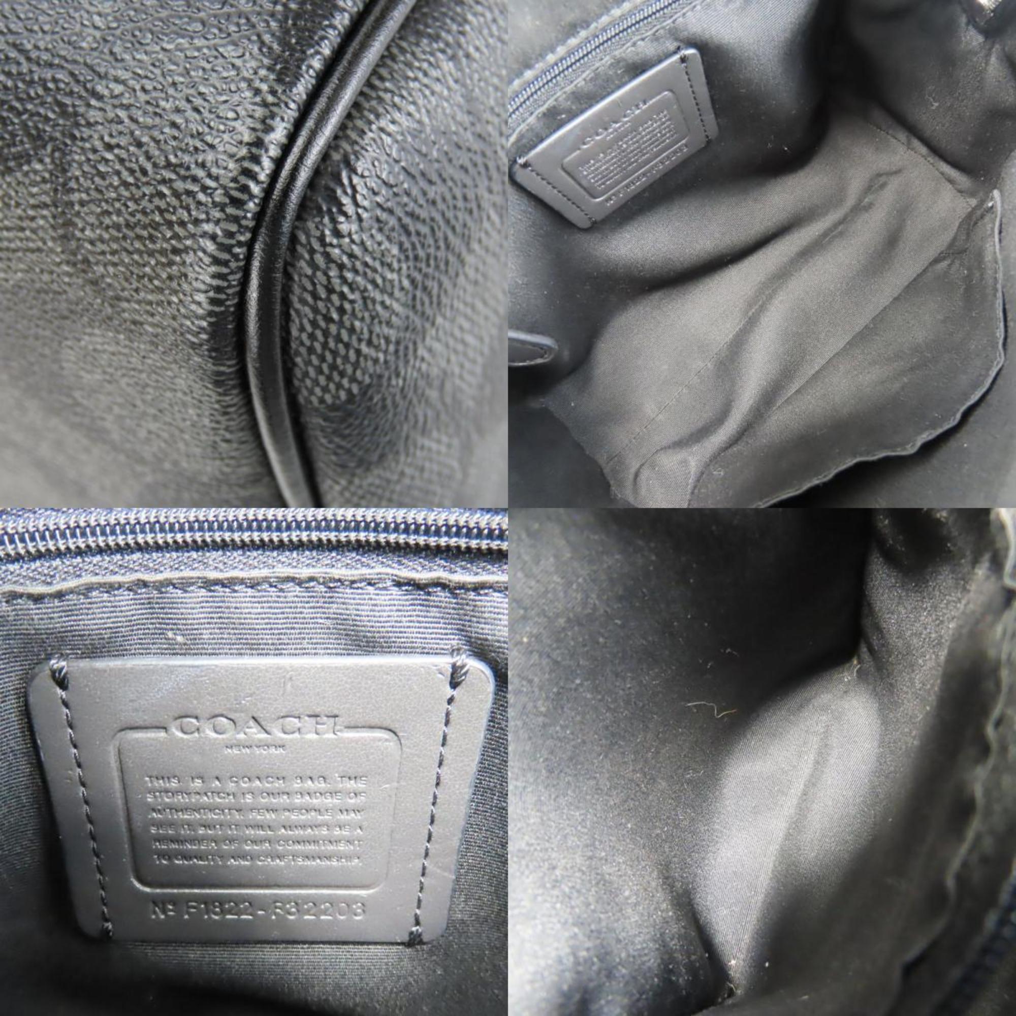 Coach Black Gray Leather Pvc Coated Canvas Handbag (Pre-Owned)