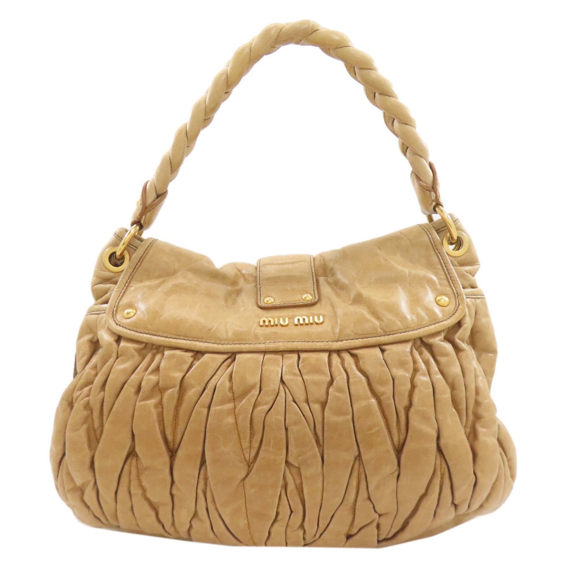 Miu Miu Beige Leather Tote Bag (Pre-Owned)