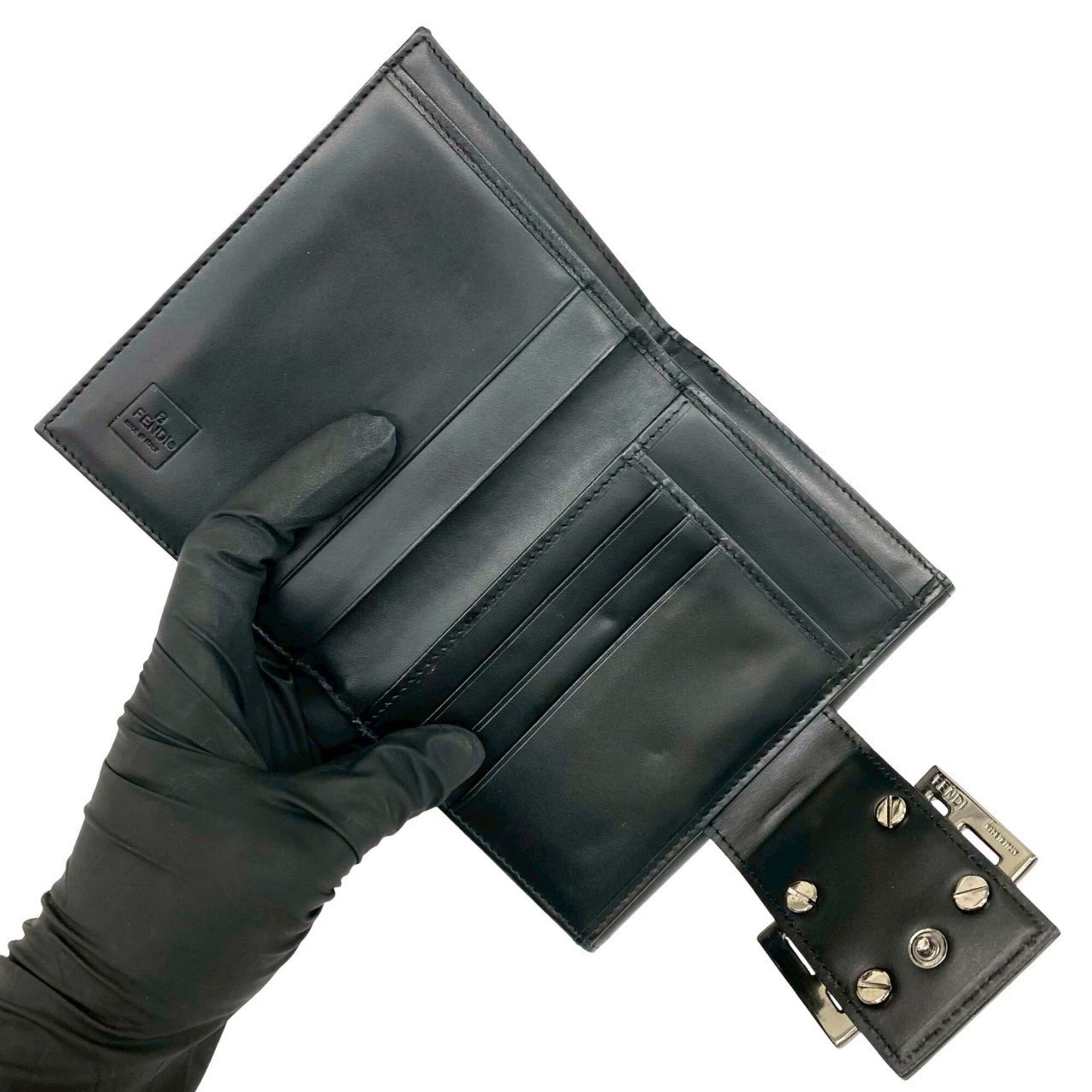 Fendi Black Brown Canvas Leather Wallet (Bi-Fold) (Pre-Owned)