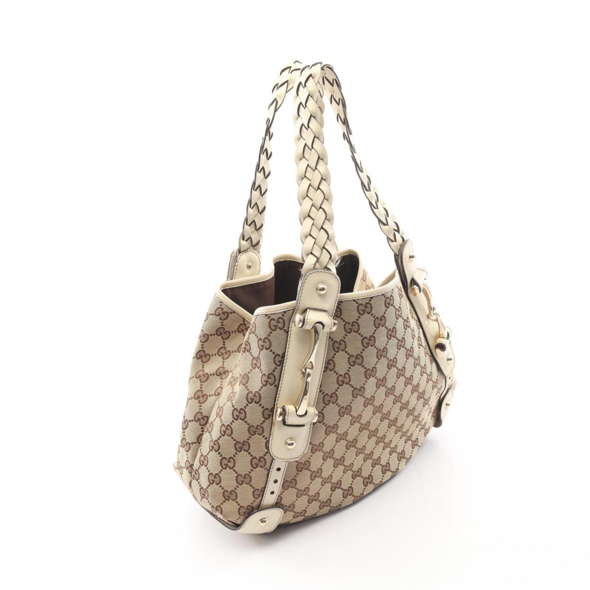 Gucci Beige Ivory Gg Canvas Leather Handbag Shoulder Bag (Pre-Owned)