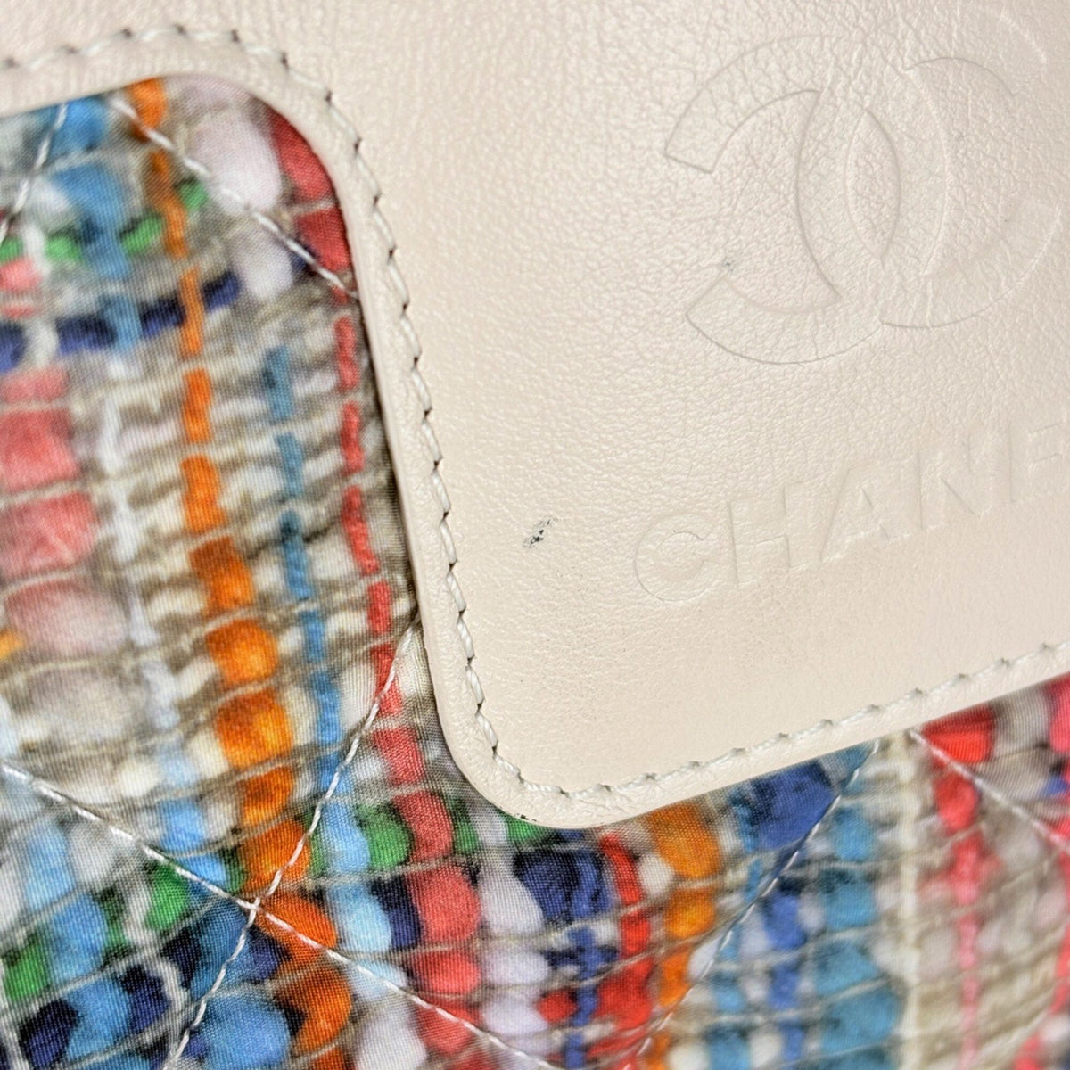 Chanel Coco Cocoon Ivory Multi-Color Nylon Leather Tote Bag (Pre-Owned)