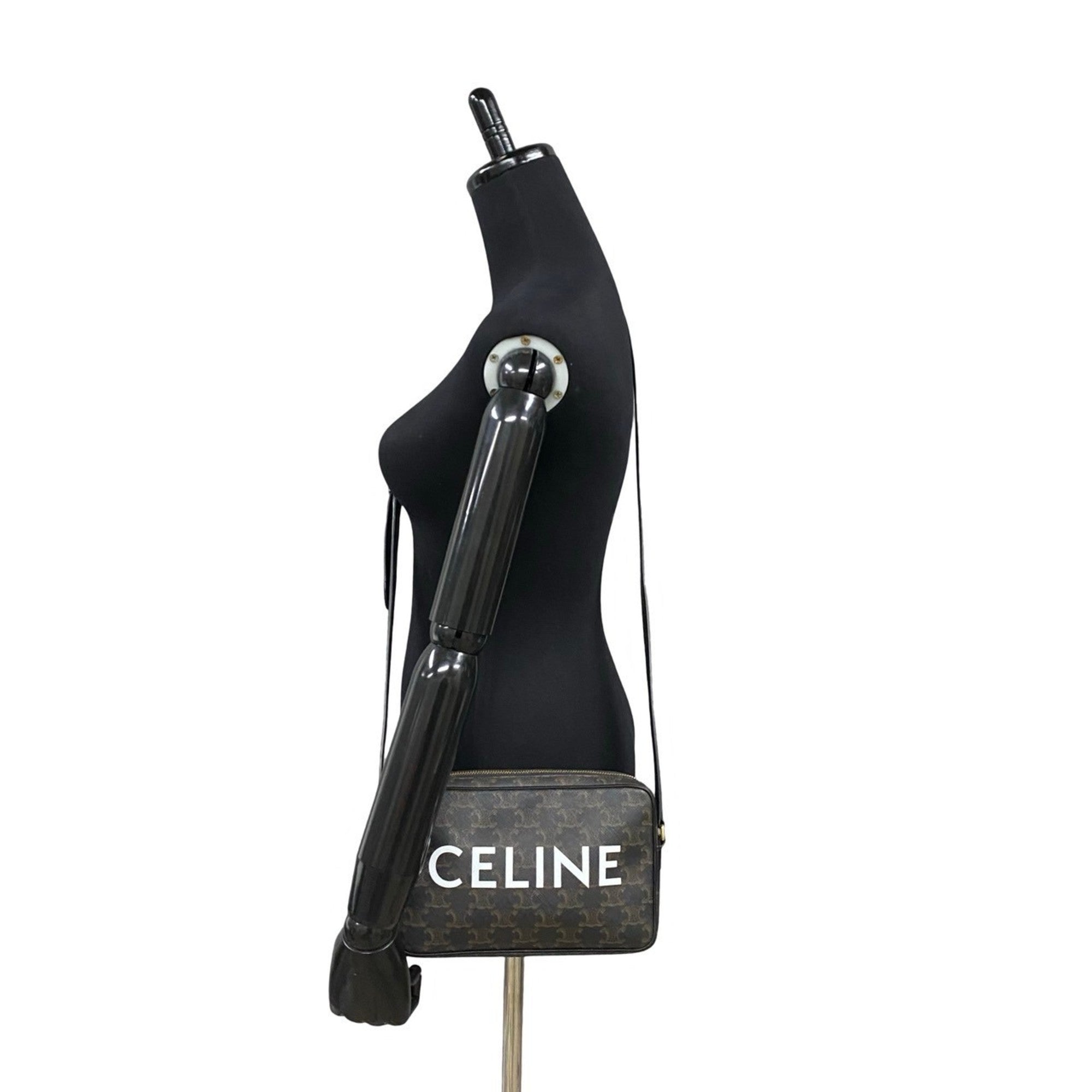Celine Black Brown Leather Pvc Pochette Shoulder Bag (Pre-Owned)