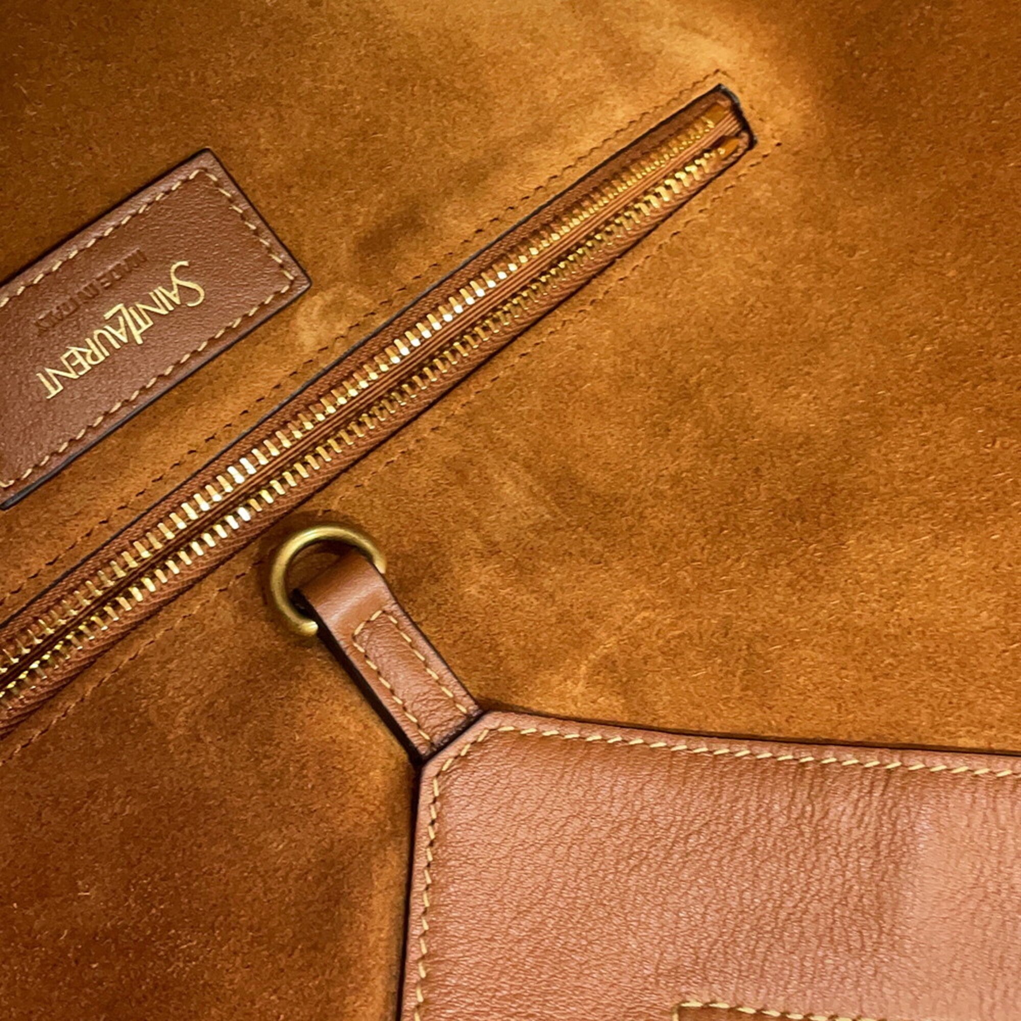 Yves Saint Laurent Brown Leather Handbag Tote Bag (Pre-Owned)