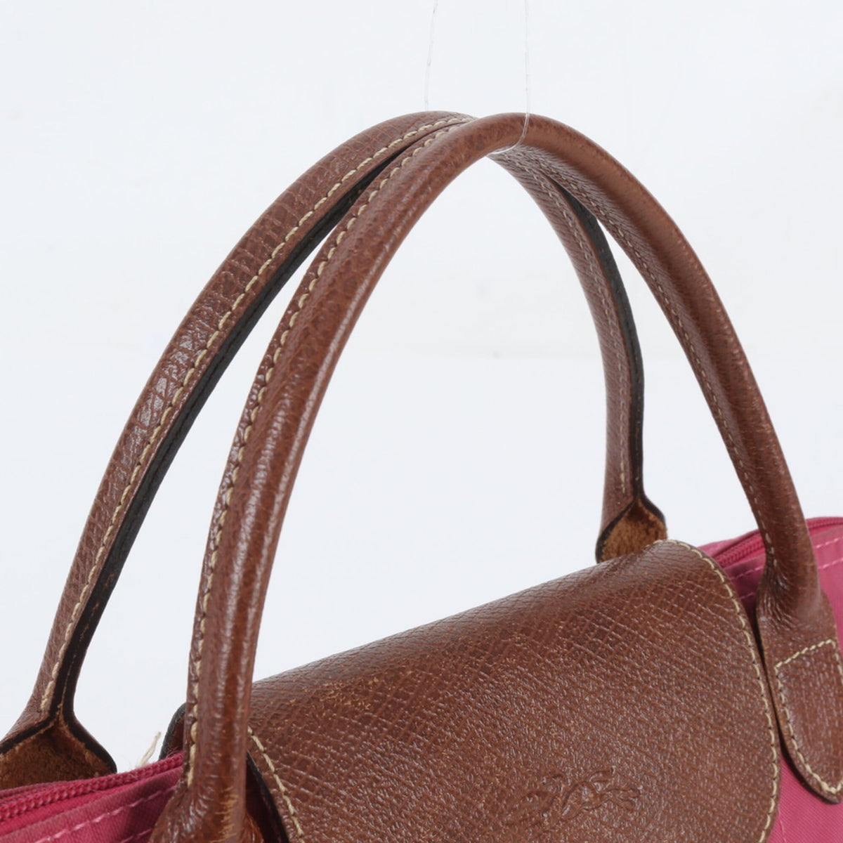 Longchamp Pink Leather Nylon Handbag Shoulder Bag Tote Bag (Pre-Owned)