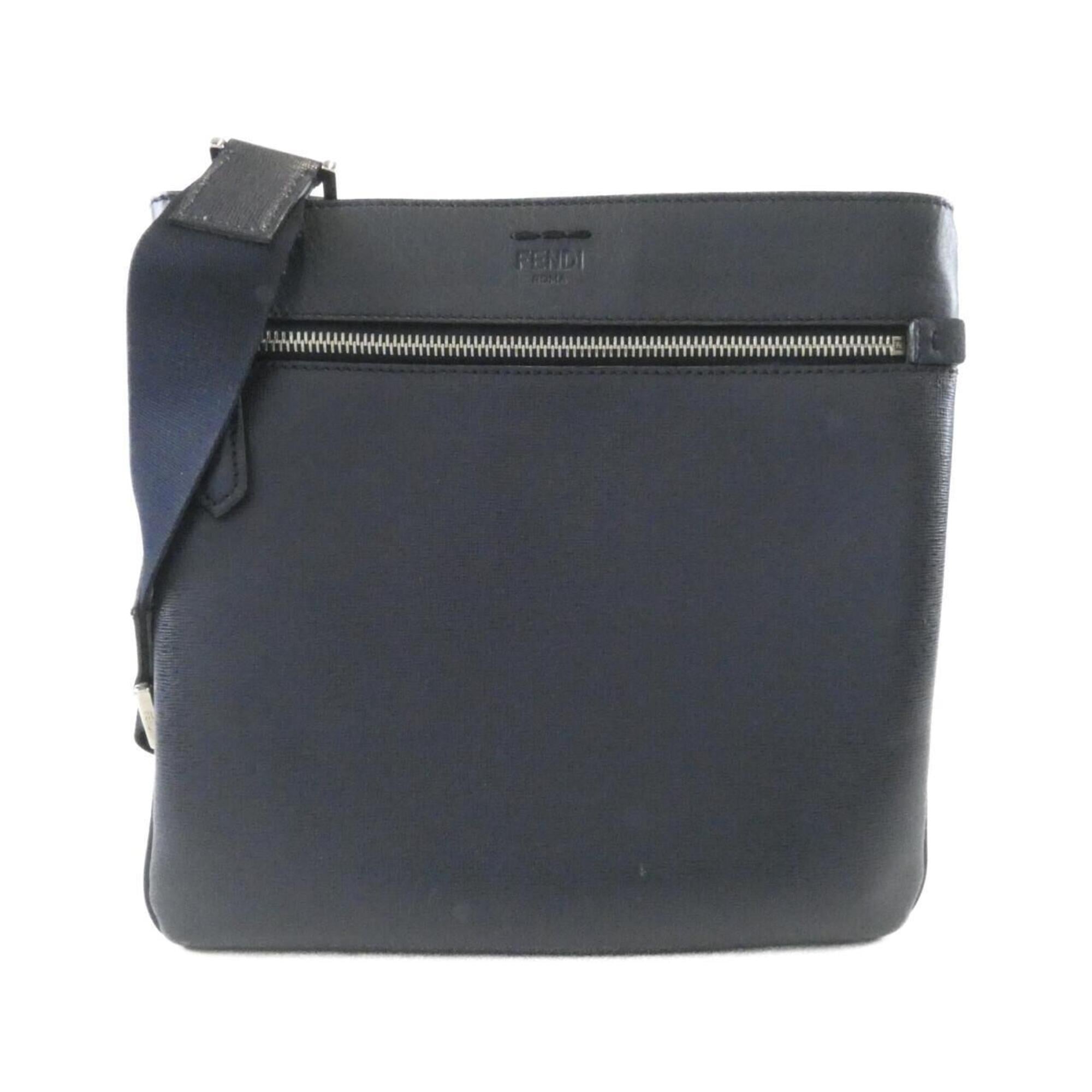 Fendi Black Gray Leather Shoulder Bag (Pre-Owned)