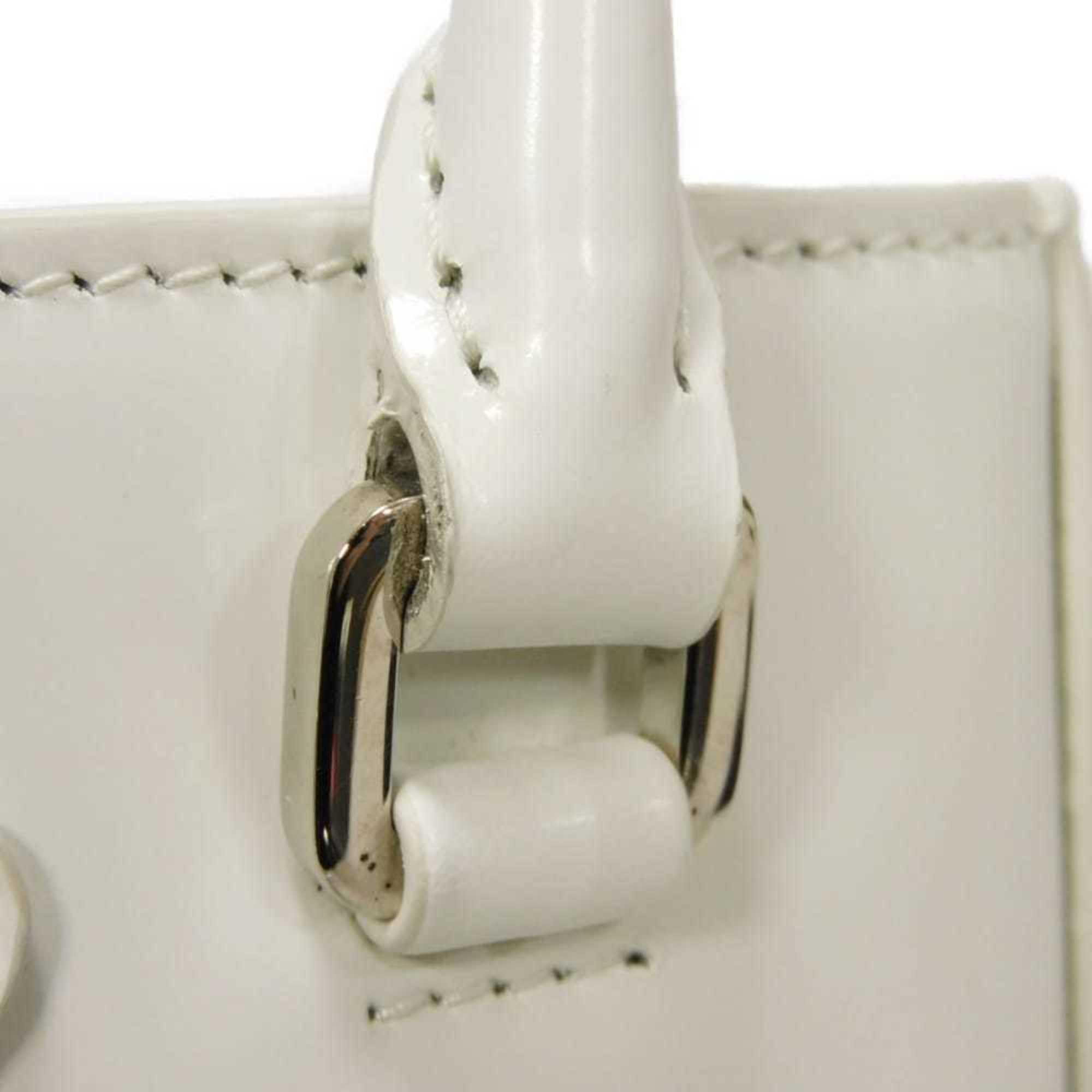 Prada Bianco White Leather Shoulder Bag Tote Bag (Pre-Owned)