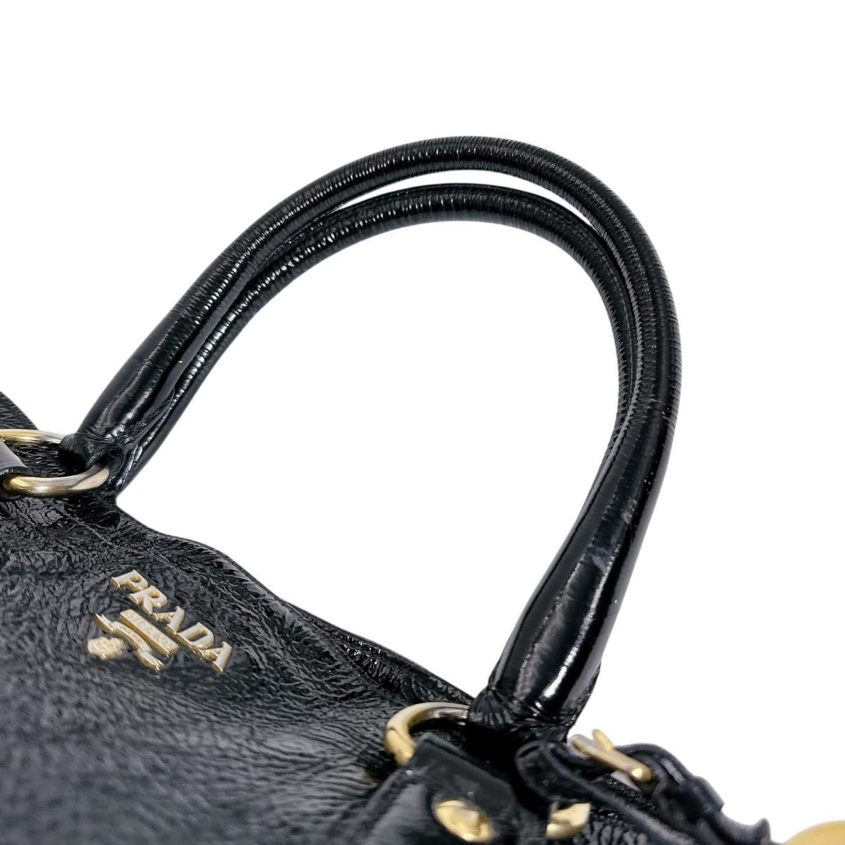 Prada Black Patent Leather Shoulder Bag Tote Bag (Pre-Owned)