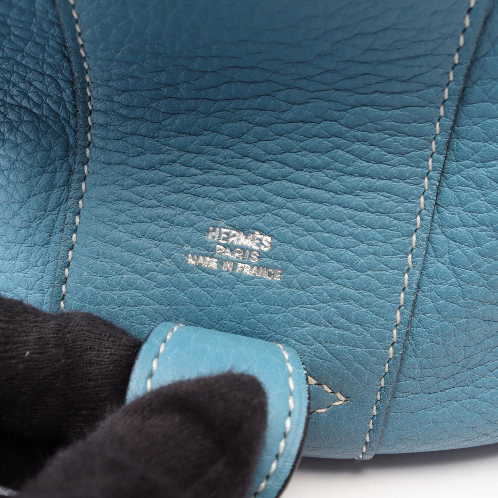 Hermes Blue Taurillon Clemence Leather Handbag (Pre-Owned)
