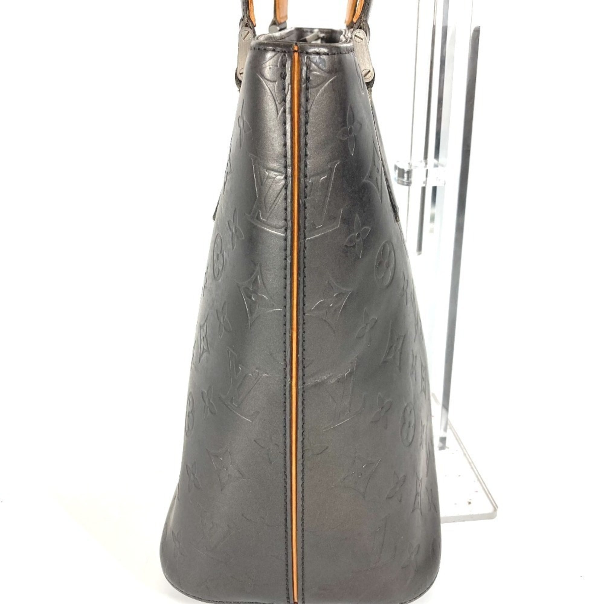 Louis Vuitton Black Dark Gray Monogram Mat Leather Shoulder Bag Tote Bag (Pre-Owned)