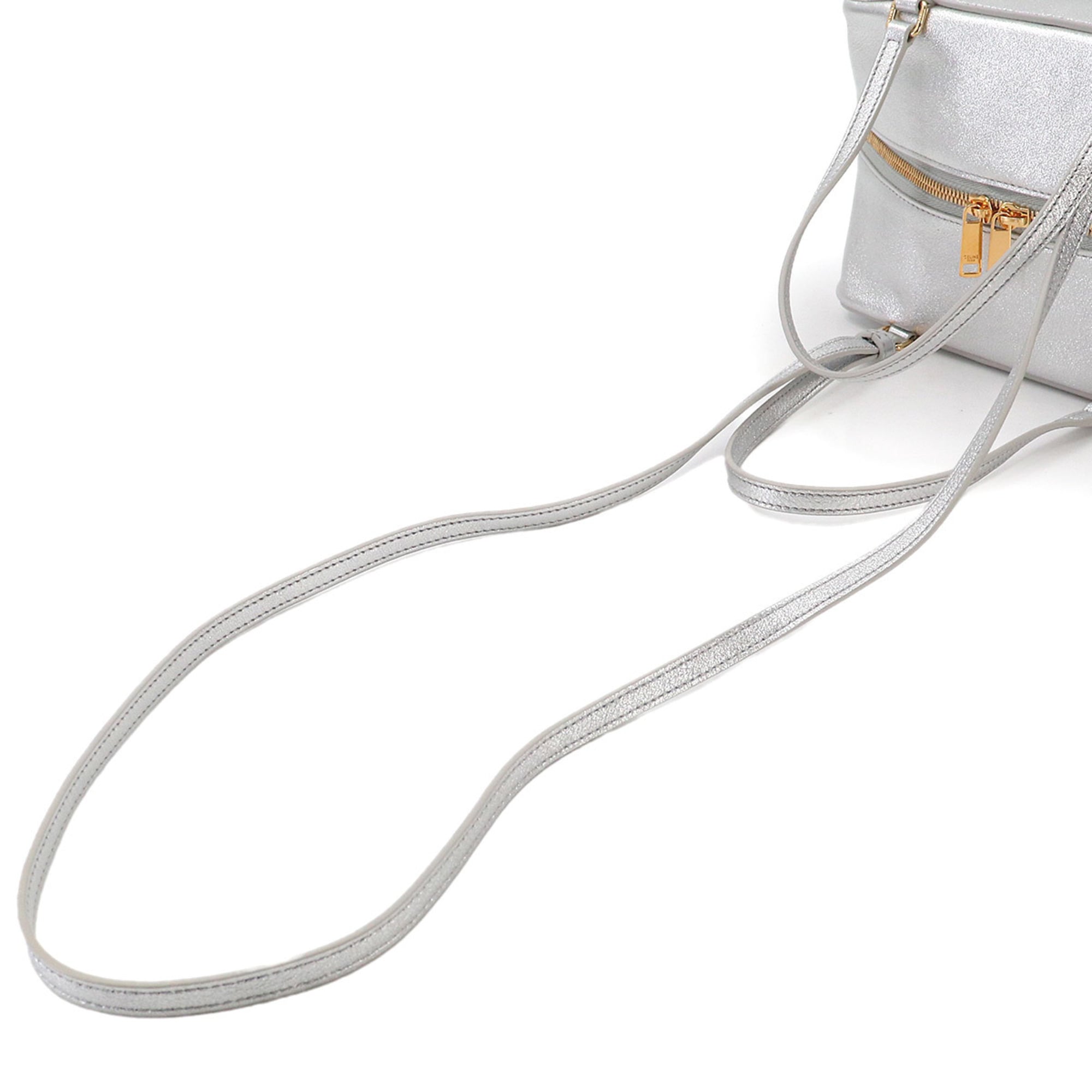Celine Metallic Silver Leather Handbag Shoulder Bag (Pre-Owned)