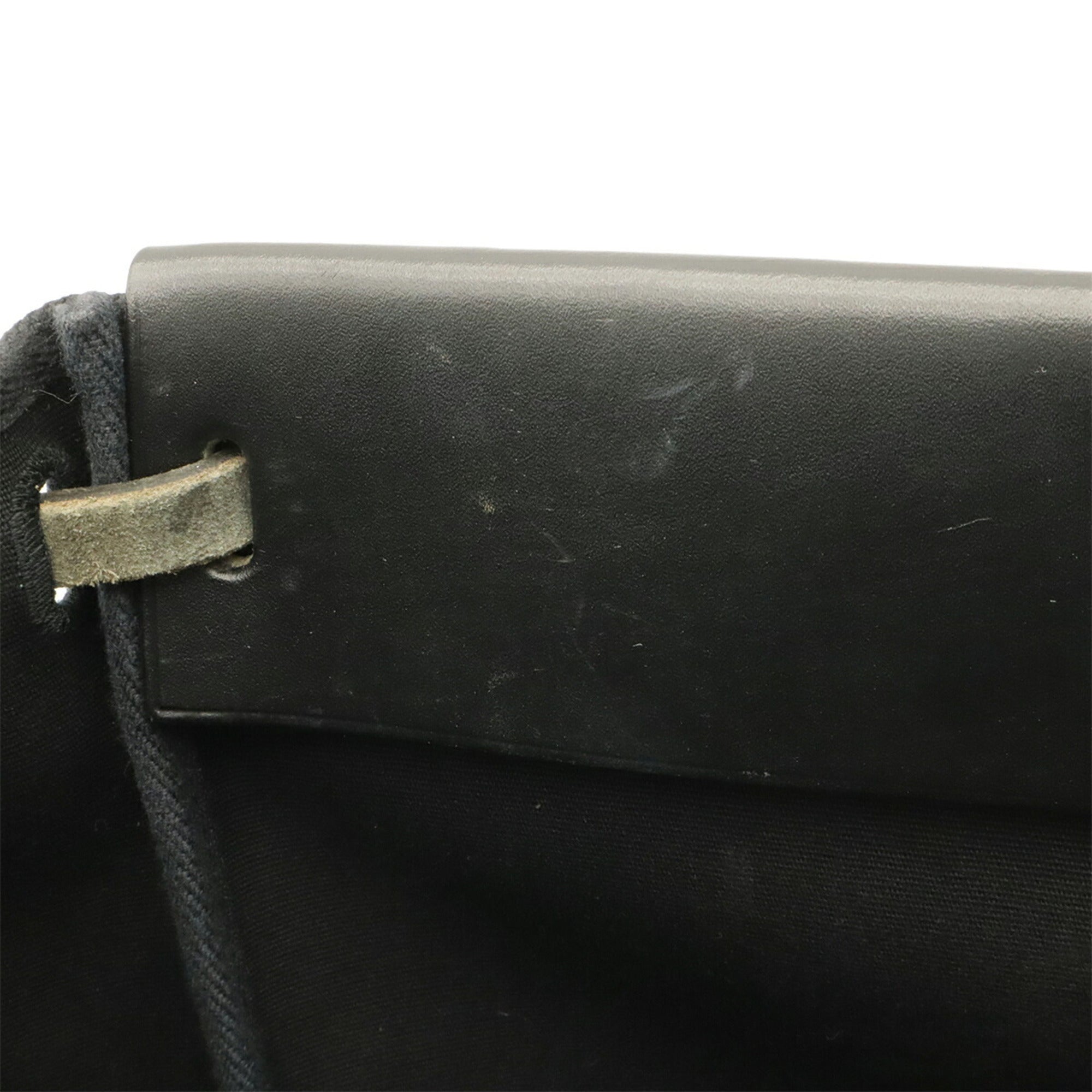 Hermes Black Toile Officier Leather Shoulder Bag Tote Bag (Pre-Owned)
