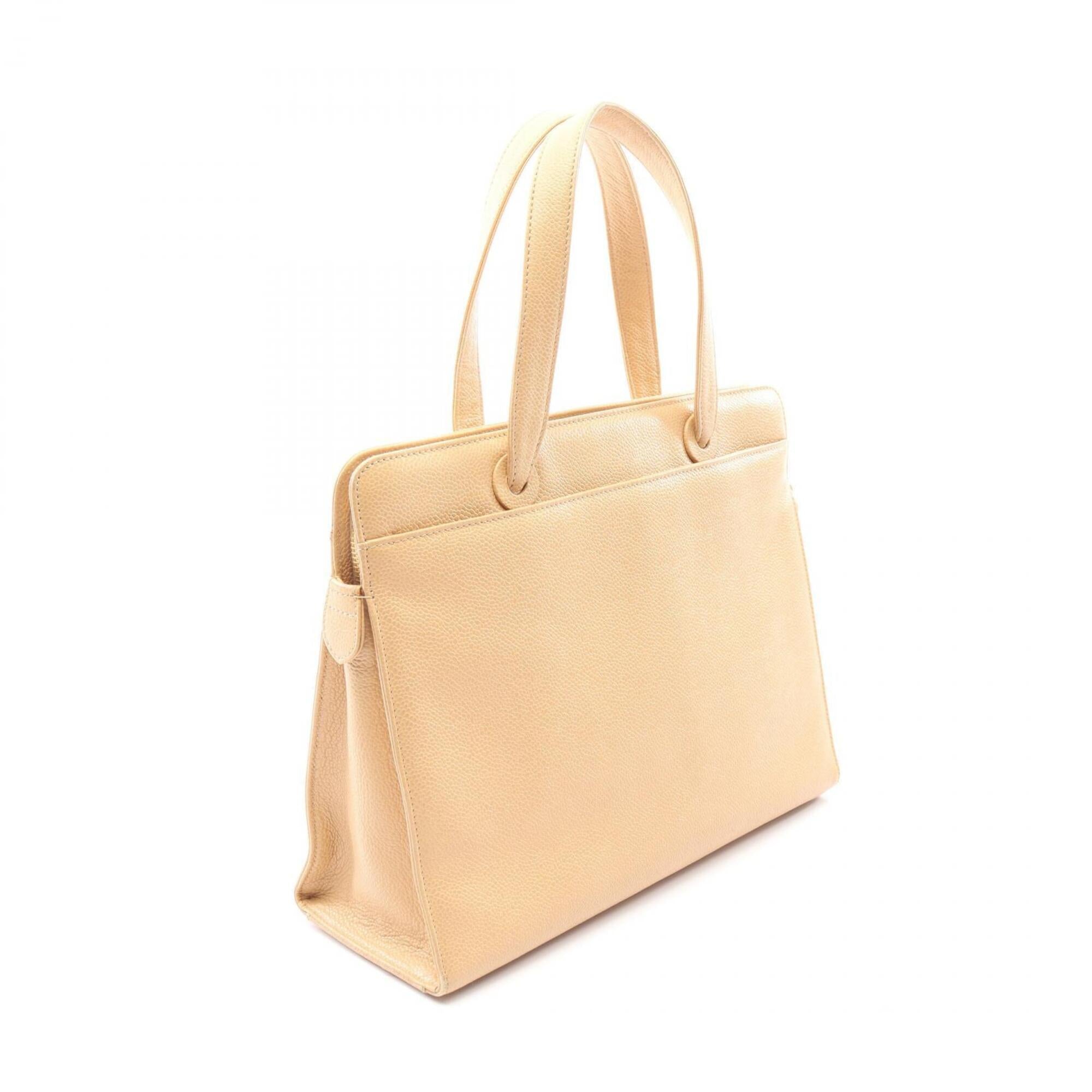 Chanel Beige Grained Calfskin Handbag (Pre-Owned)