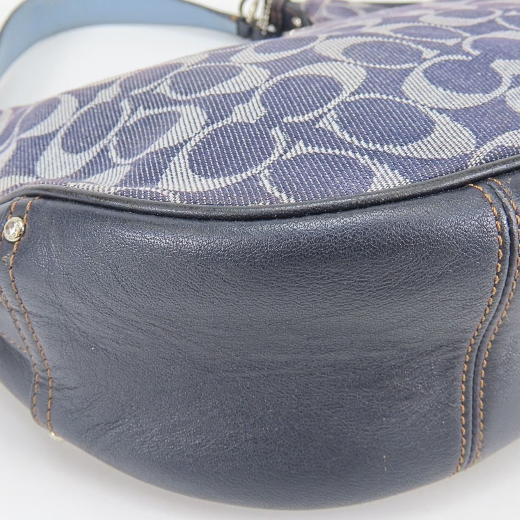 Coach Navy Signature Line Shoulder Bag (Pre-Owned)