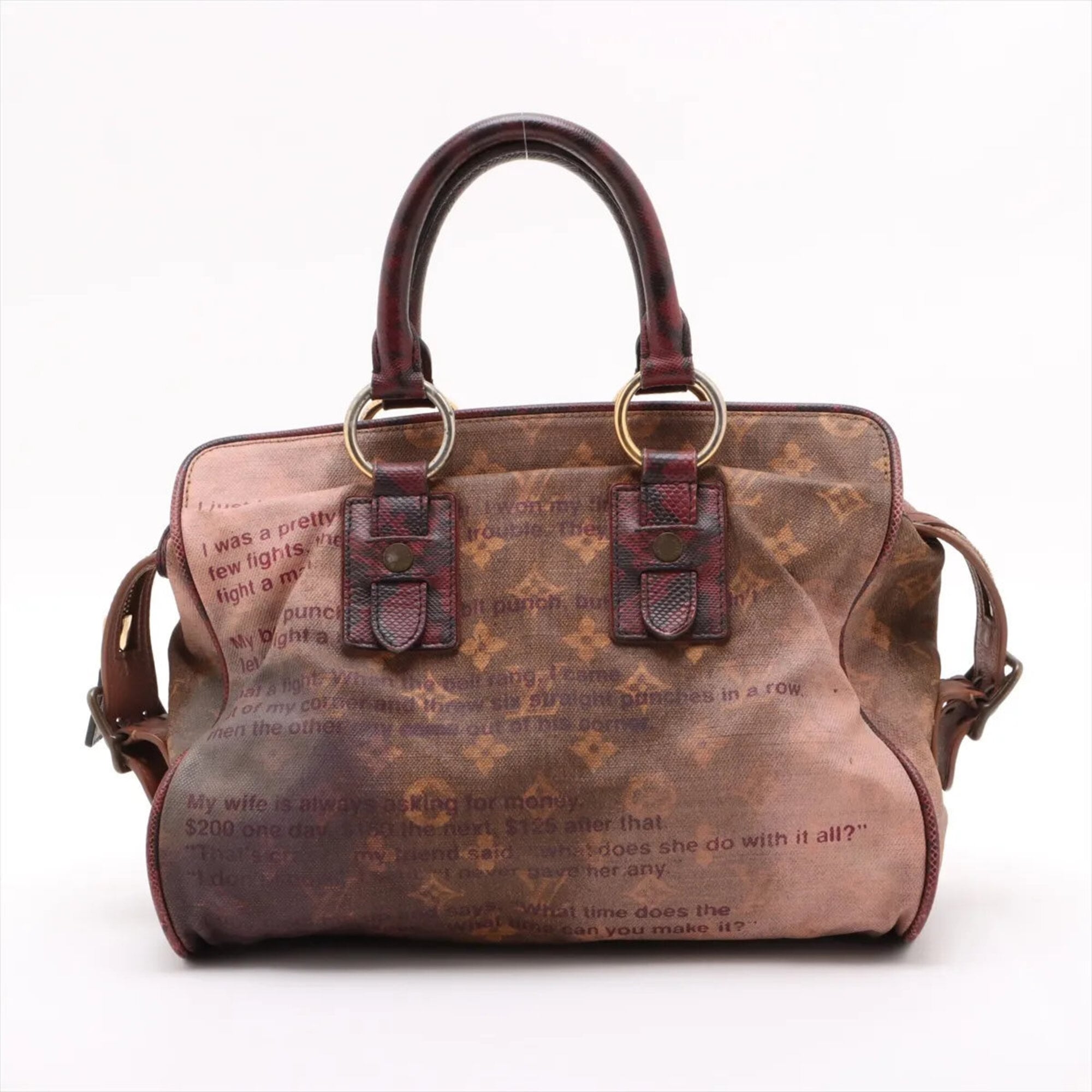 Louis Vuitton Brown Leather Coated Canvas Handbag Tote Bag (Pre-Owned)