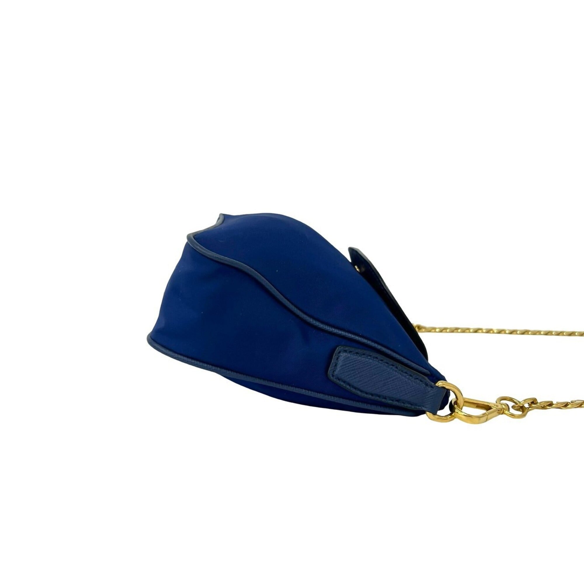 Prada Blue Nylon Leather Pochette Shoulder Bag (Pre-Owned)