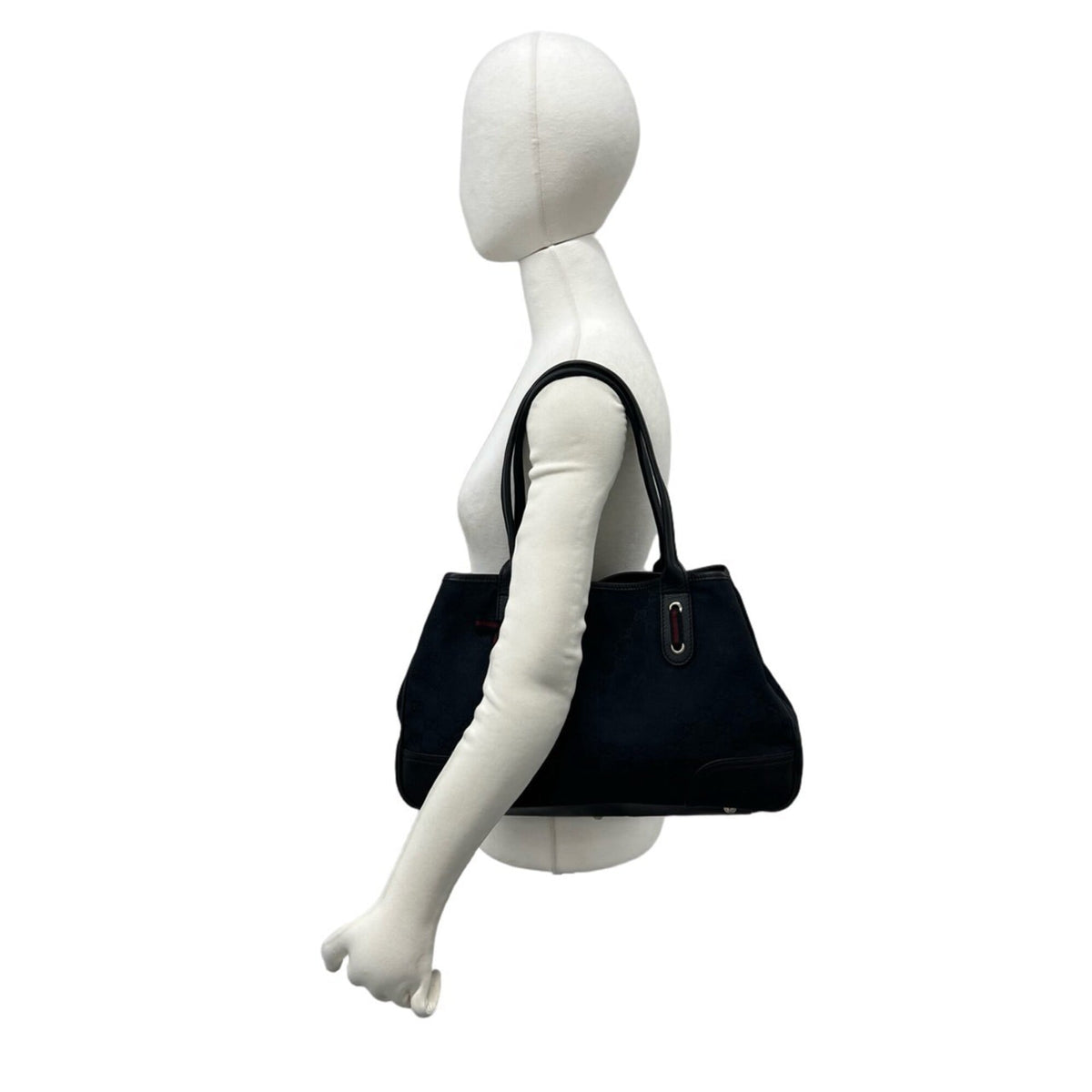 Gucci Black Canvas Leather Handbag Tote Bag (Pre-Owned)