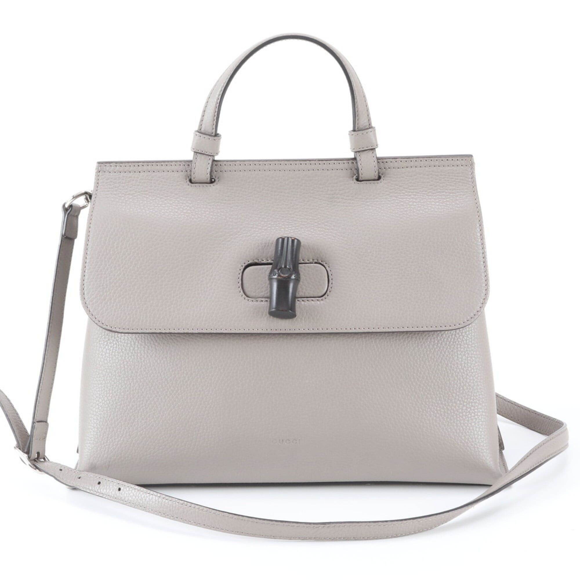 Gucci Gray Leather Handbag Shoulder Bag (Pre-Owned)
