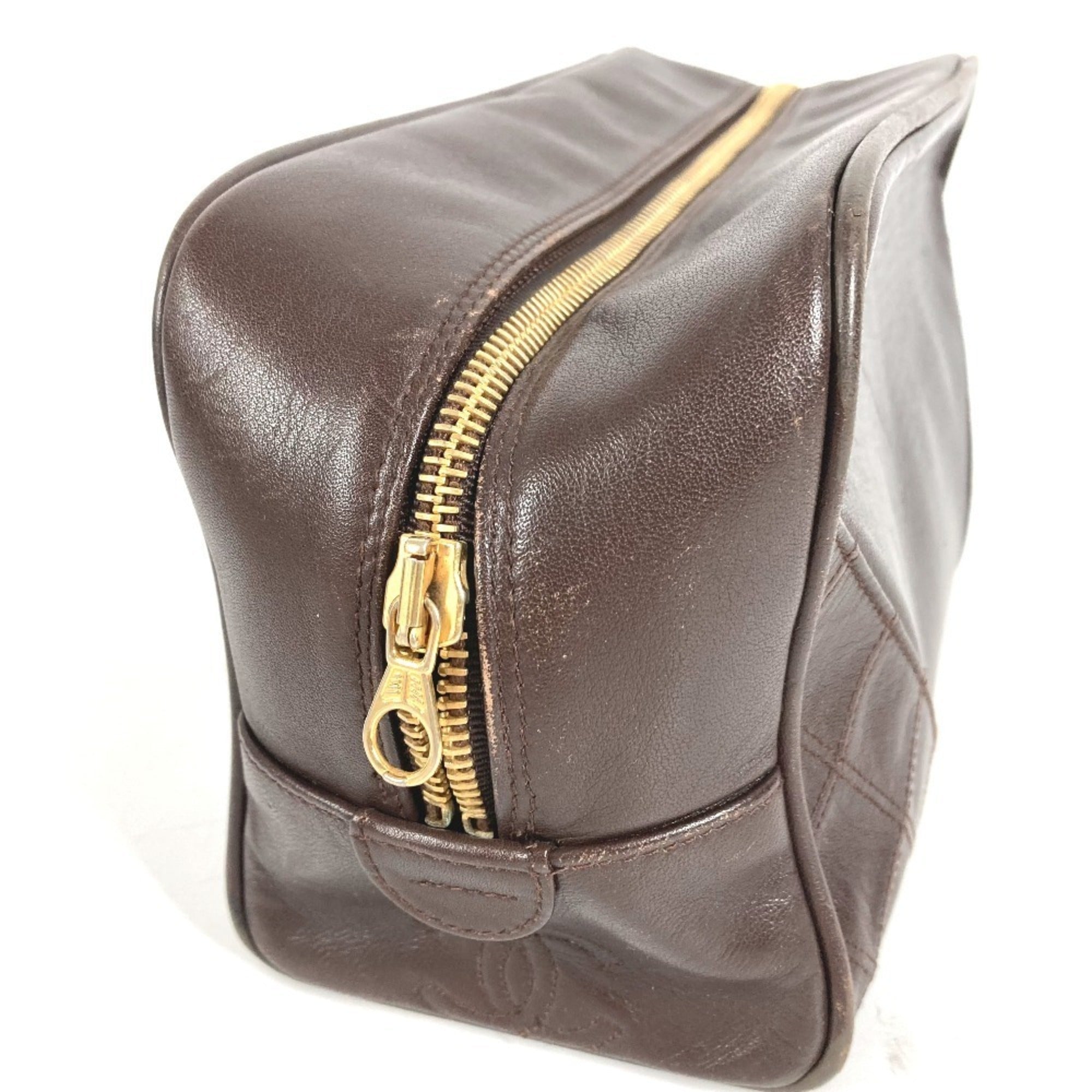 Chanel Brown Leather Clutch Bag Handbag Pouch (Pre-Owned)
