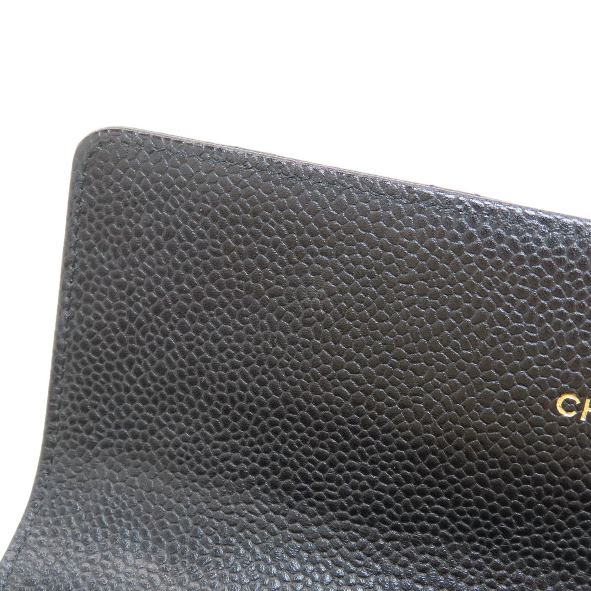 Chanel Matelasse Black Leather Long Wallet (Bi-Fold) (Pre-Owned)