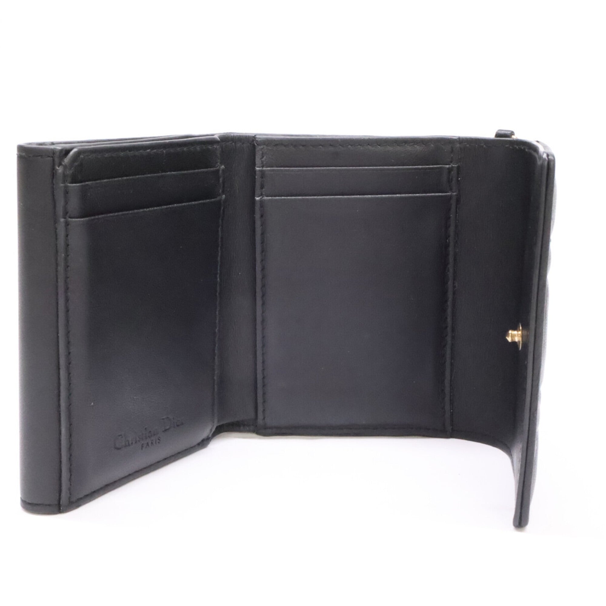 Christian Dior Black Leather Wallet (Tri-Fold) (Pre-Owned)