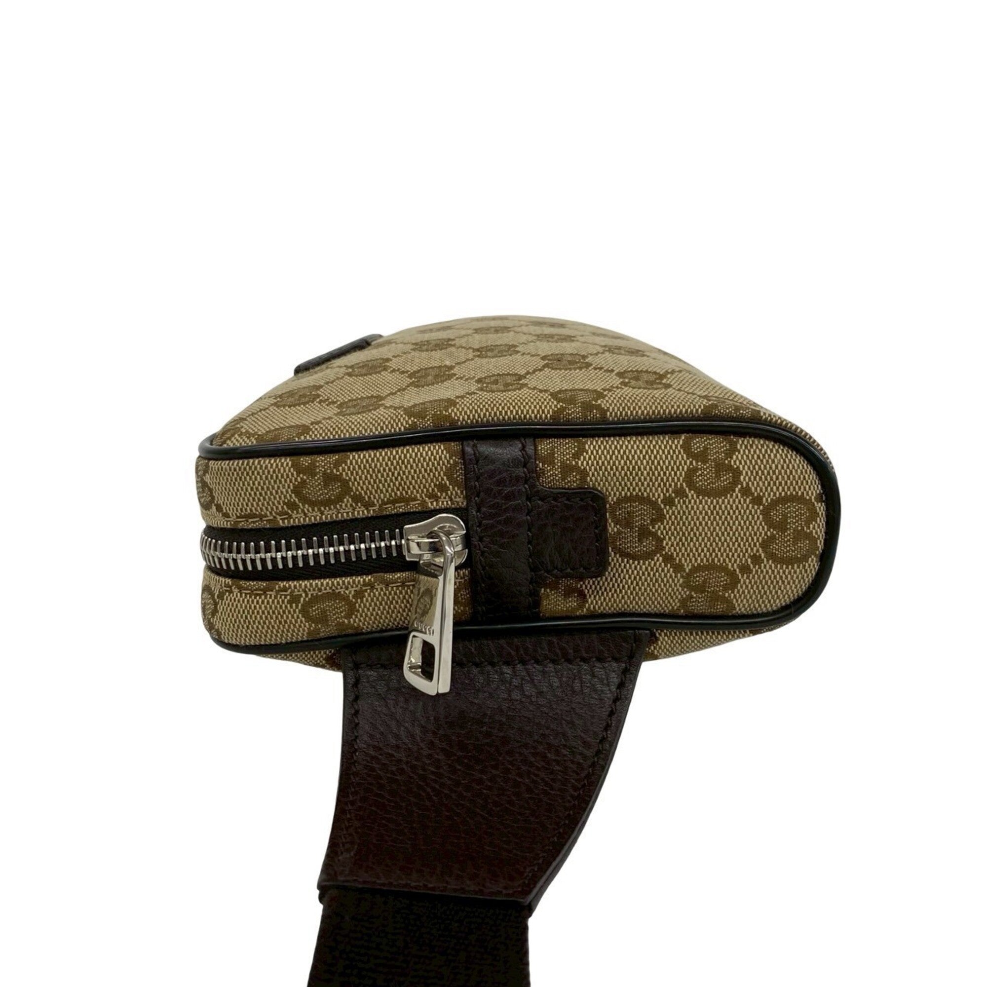 Gucci Brown Canvas Leather Pochette Pouch Sling Bag (Pre-Owned)