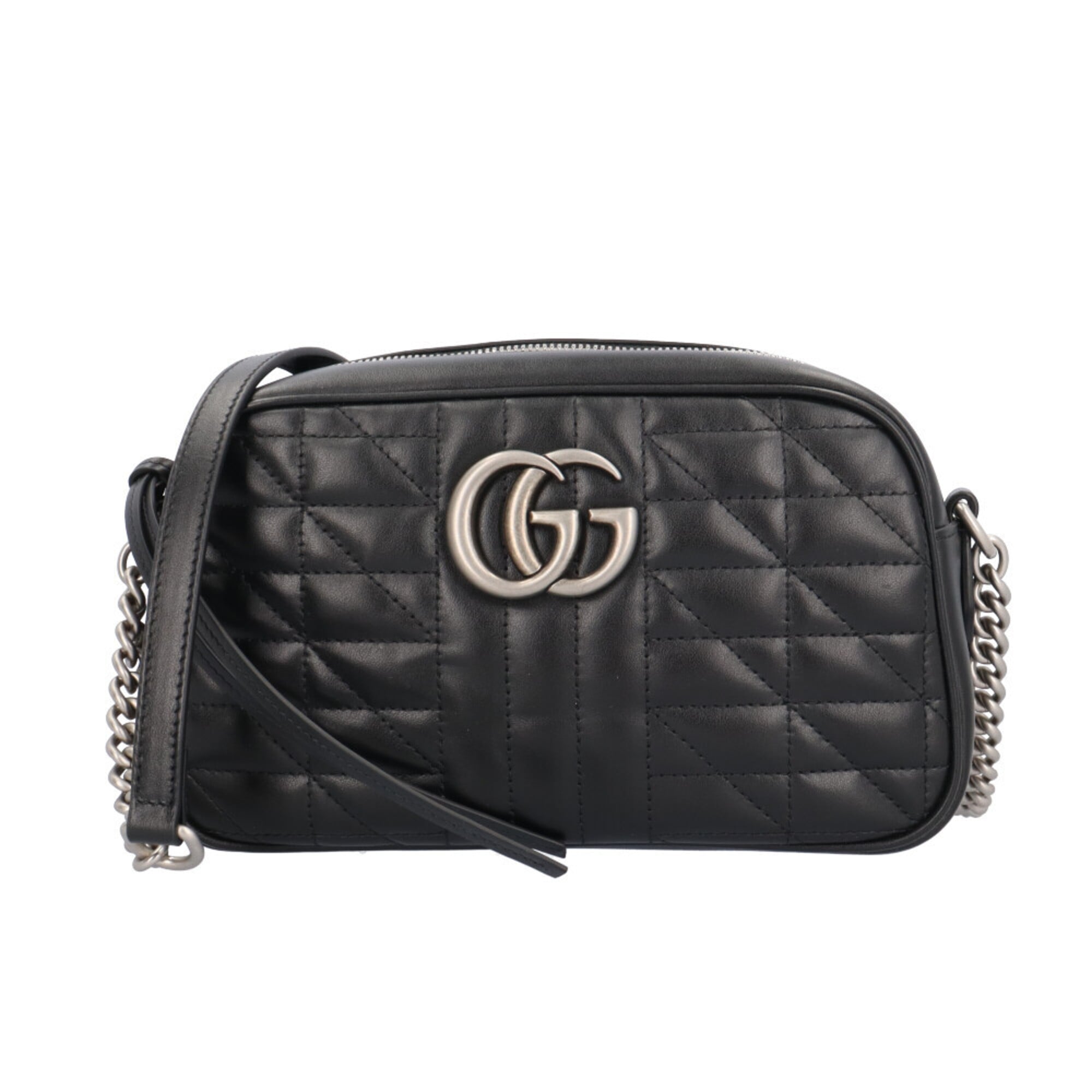 Gucci Gg Marmont Black Leather Handbag Shoulder Bag (Pre-Owned)