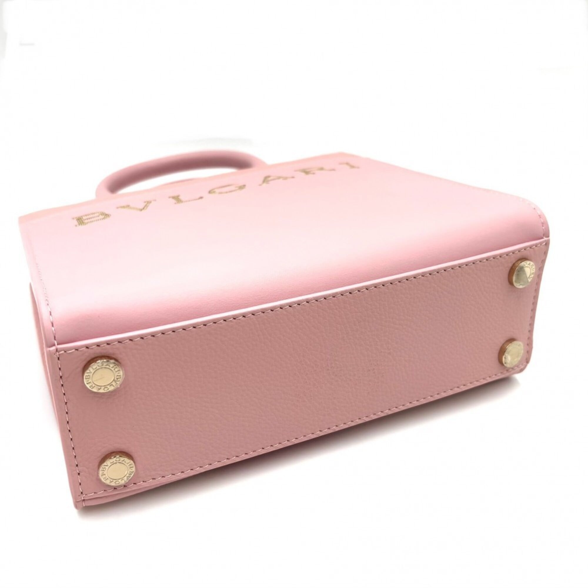 Bvlgari Pink Leather Handbag Shoulder Bag Tote Bag (Pre-Owned)