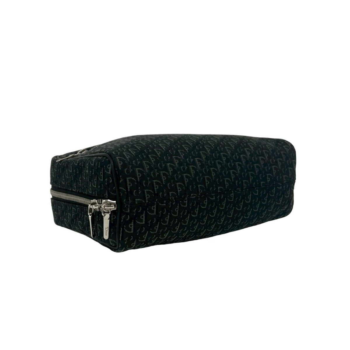 Christian Dior Black Canvas Leather Boston Bag Handbag (Pre-Owned)