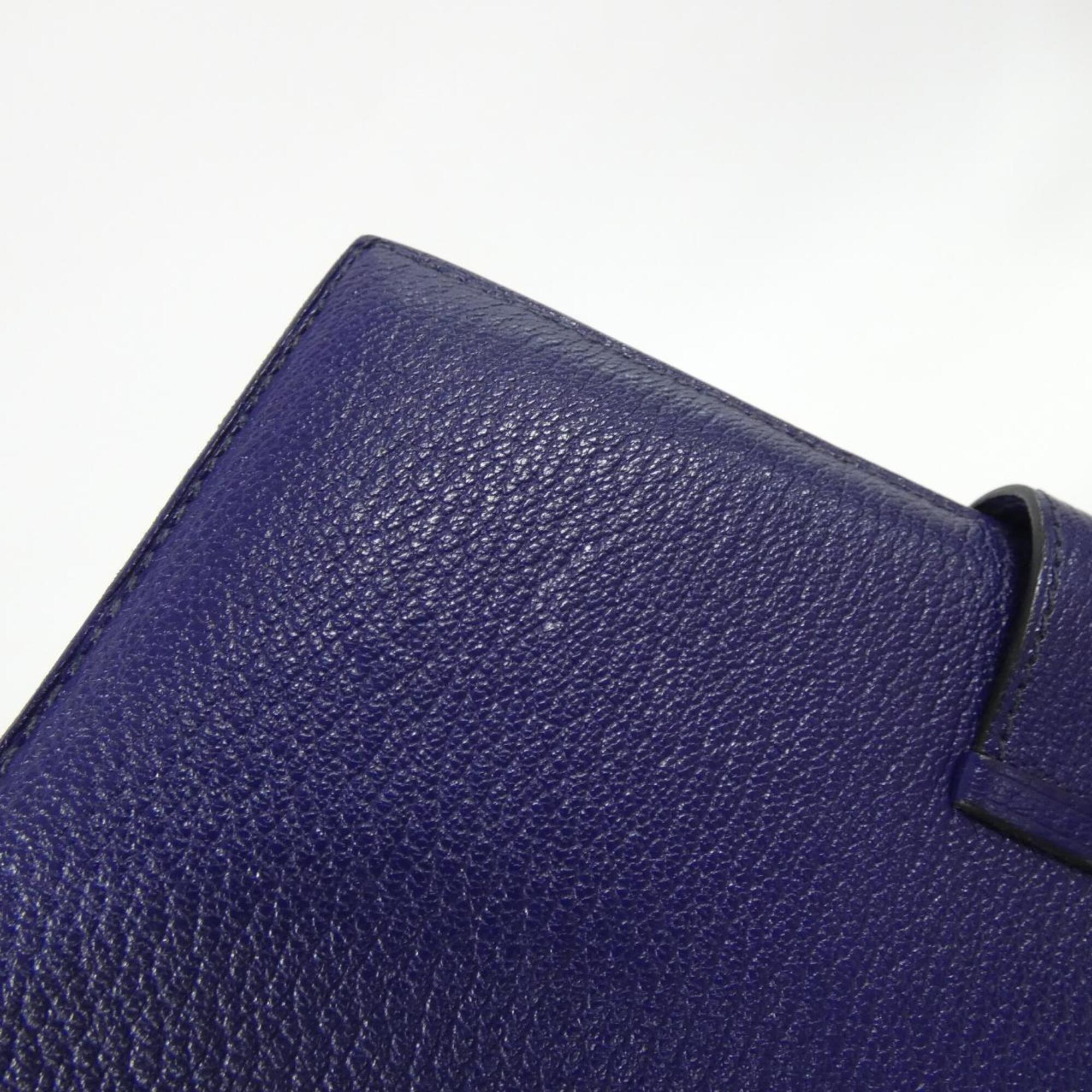Hermes Bearn Blue Chevre Leather Wallet (Bi-Fold) (Pre-Owned)