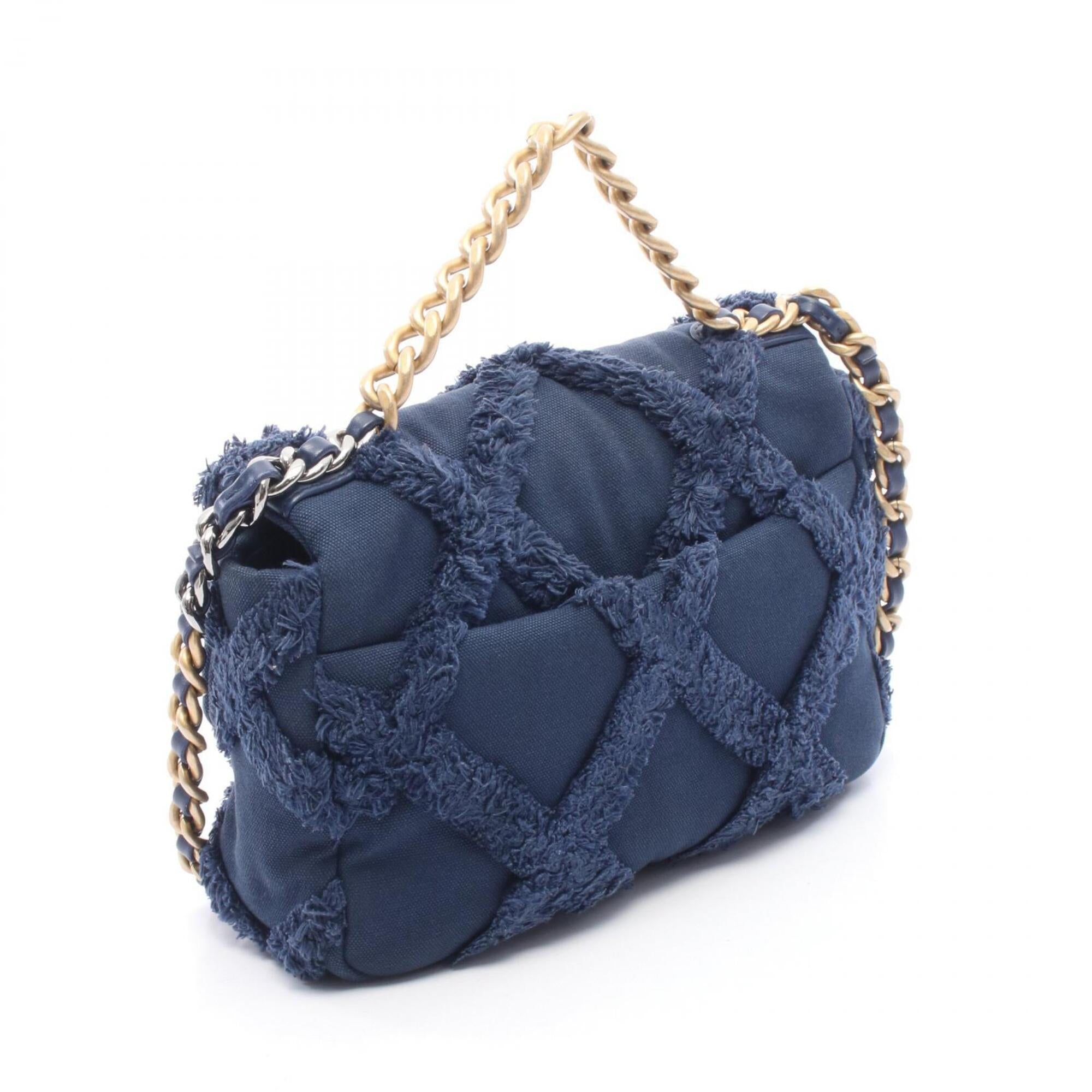Chanel Navy Canvas Handbag Shoulder Bag (Pre-Owned)