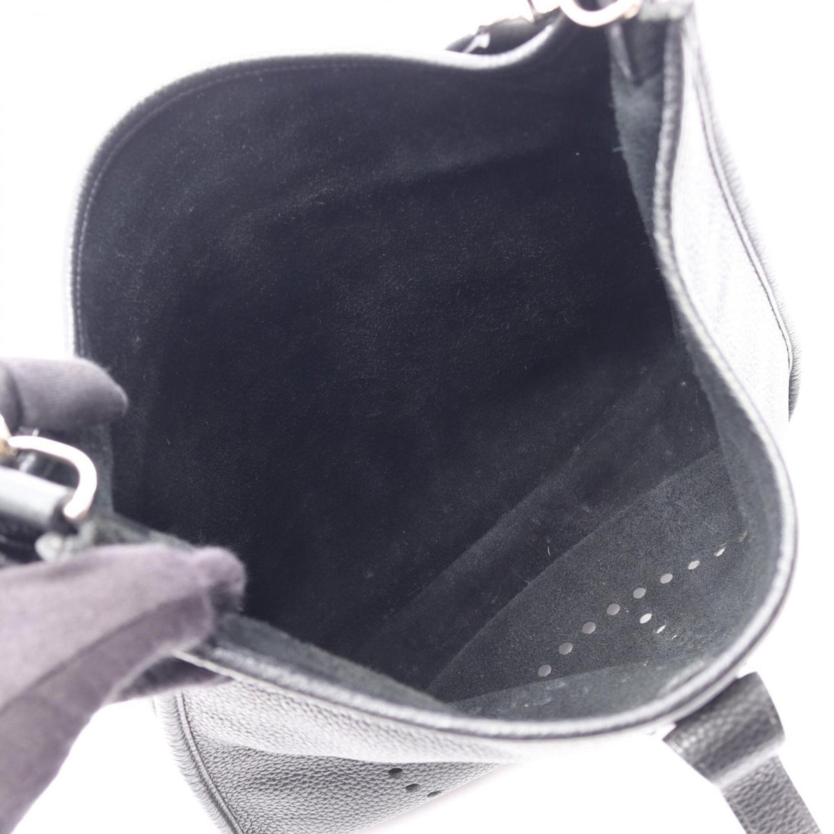Hermes Black Taurillon Clemence Leather Shoulder Bag (Pre-Owned)
