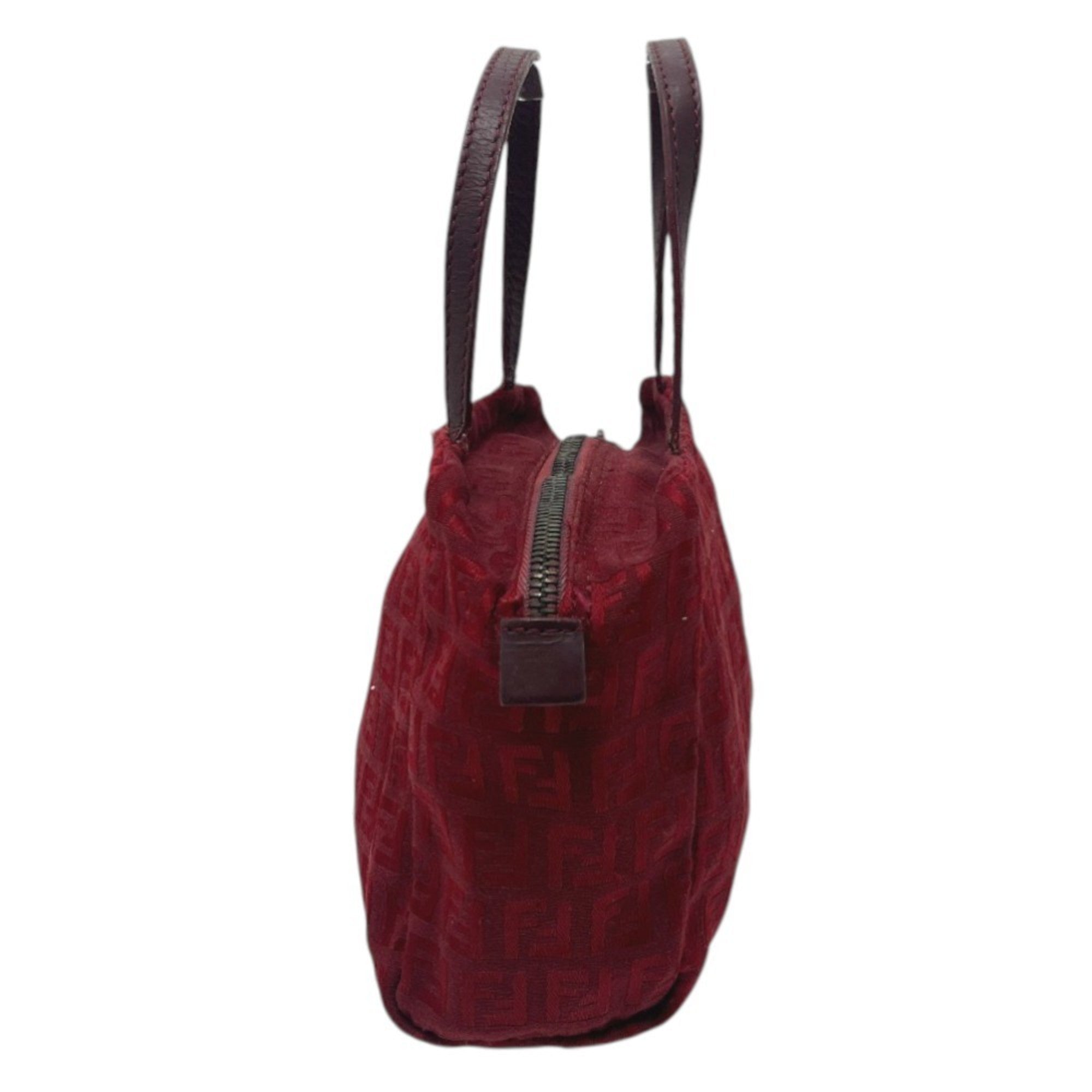 Fendi Red Color Canvas Handbag (Pre-Owned)