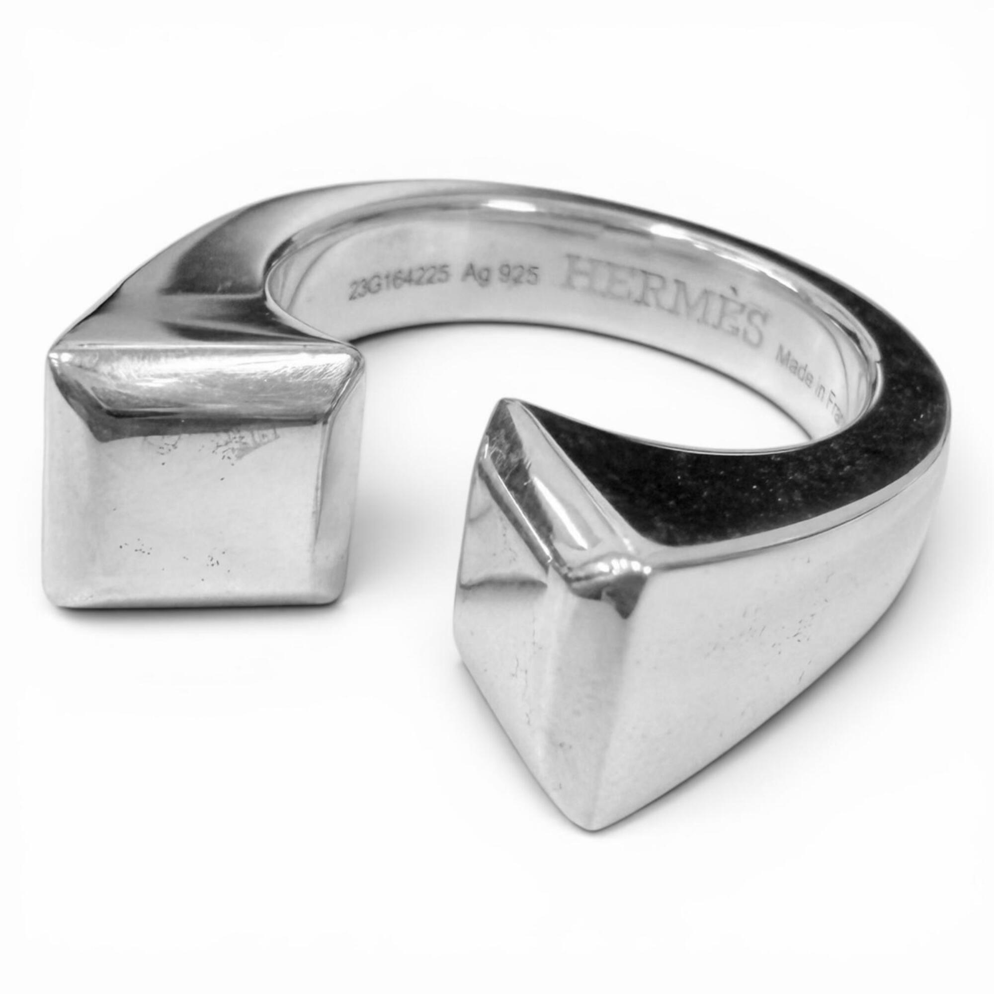 Hermes Silver Silver 925 Band Ring (Pre-Owned)
