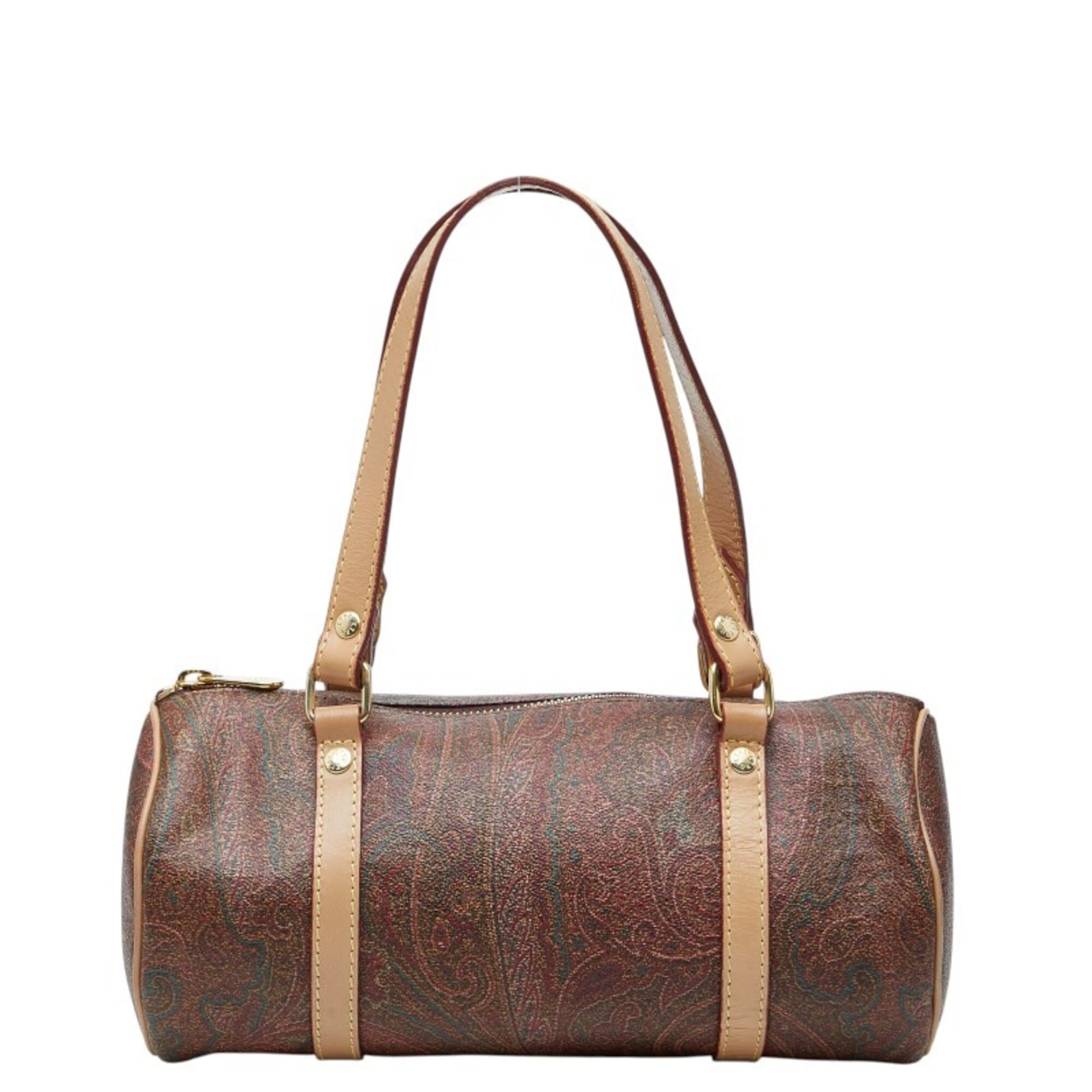 Etro Beige Red Color Pvc Leather Boston Bag Handbag (Pre-Owned)