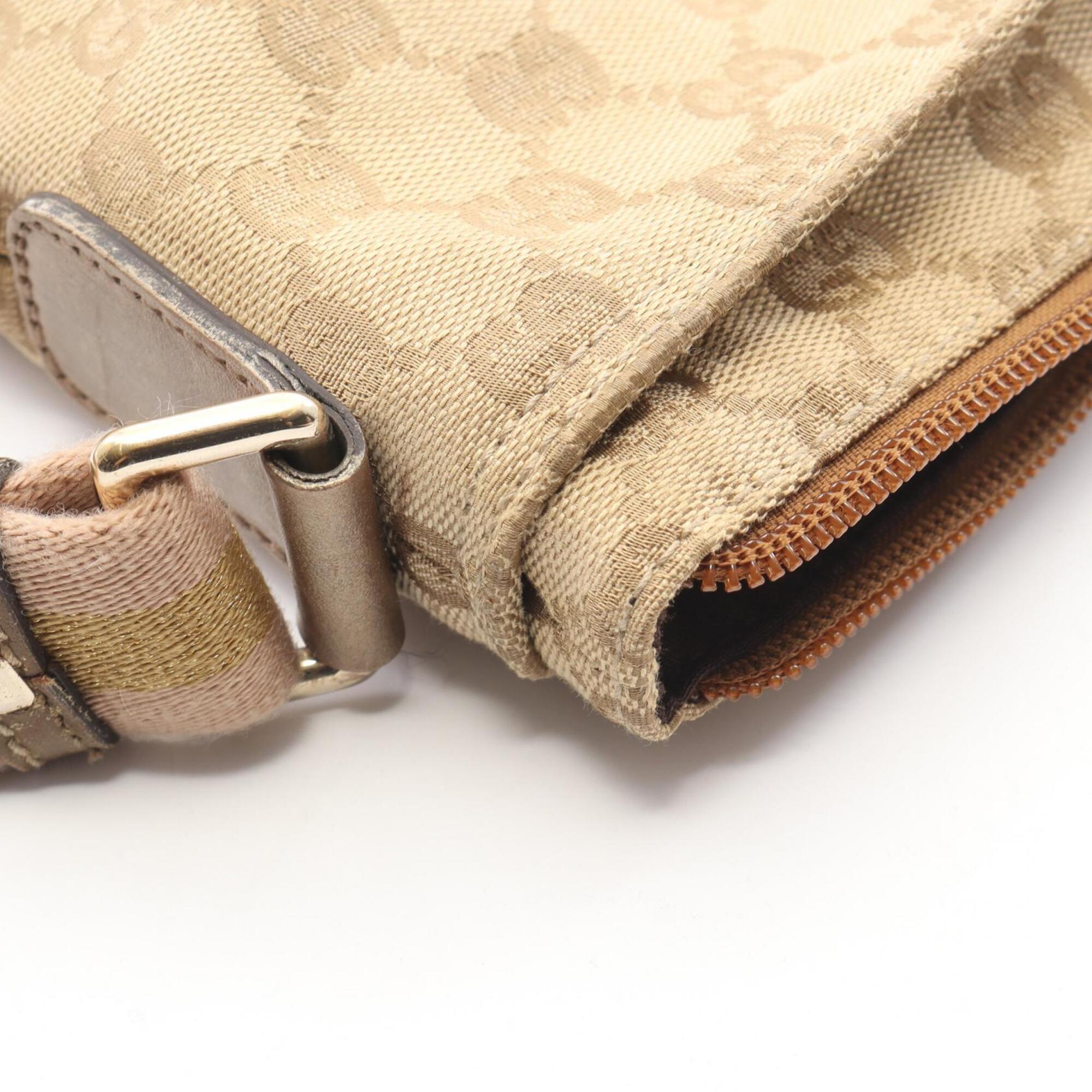 Gucci Beige Canvas Leather Handbag Shoulder Bag (Pre-Owned)