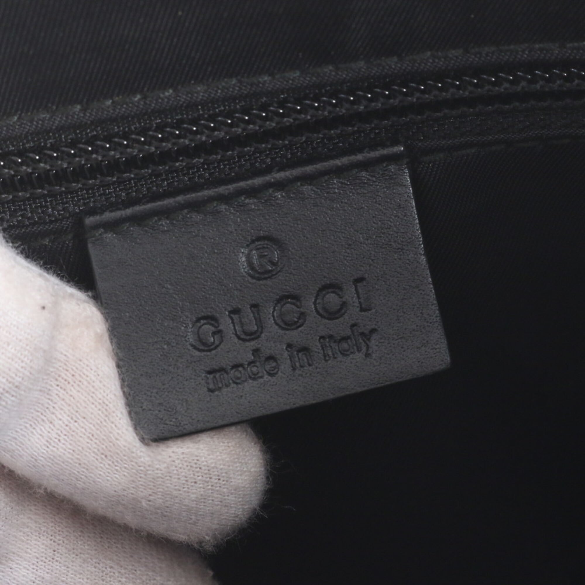 Gucci Black Gray Leather Coated Canvas Messenger Bag Shoulder Bag Tote Bag (Pre-Owned)
