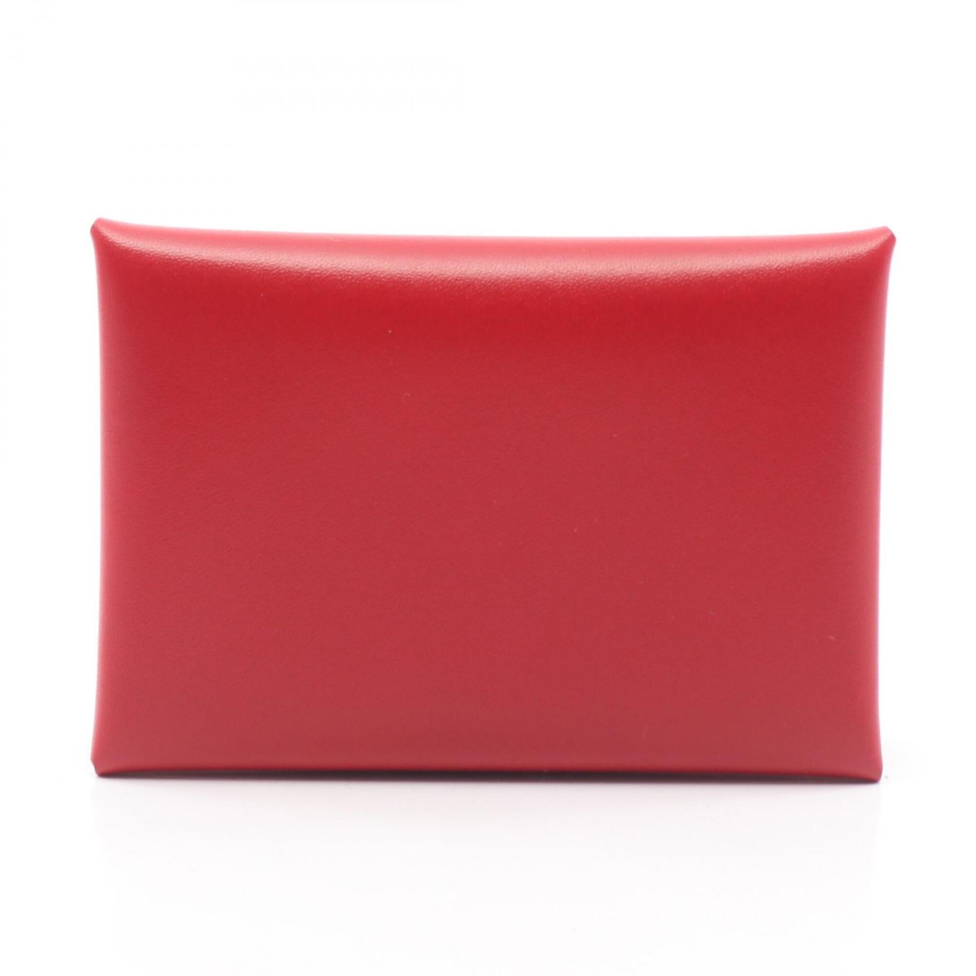 Hermes Red Color Box Calf Leather Coin Purse/Coin Case (Pre-Owned)