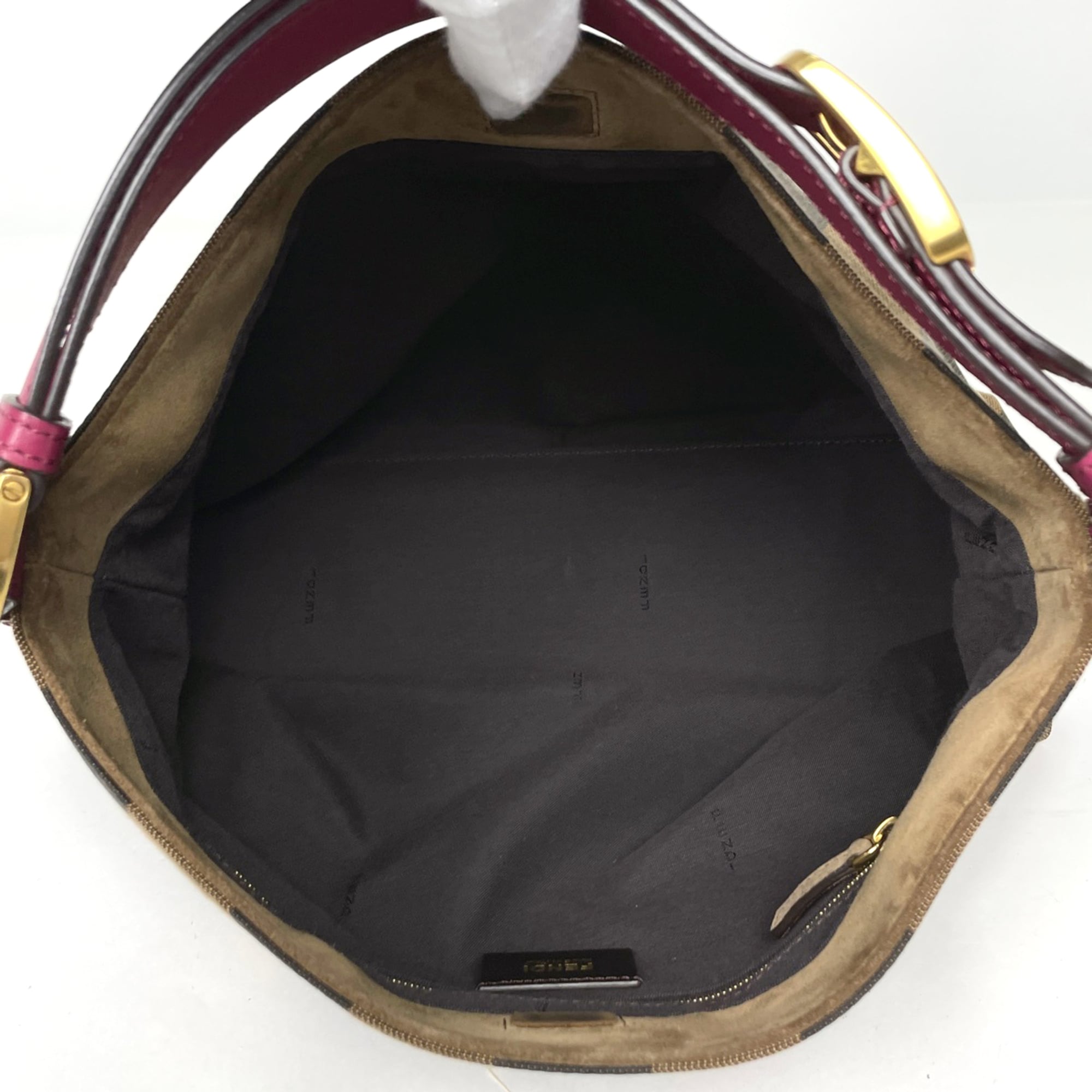 Fendi Black Brown Canvas Leather Shoulder Bag (Pre-Owned)